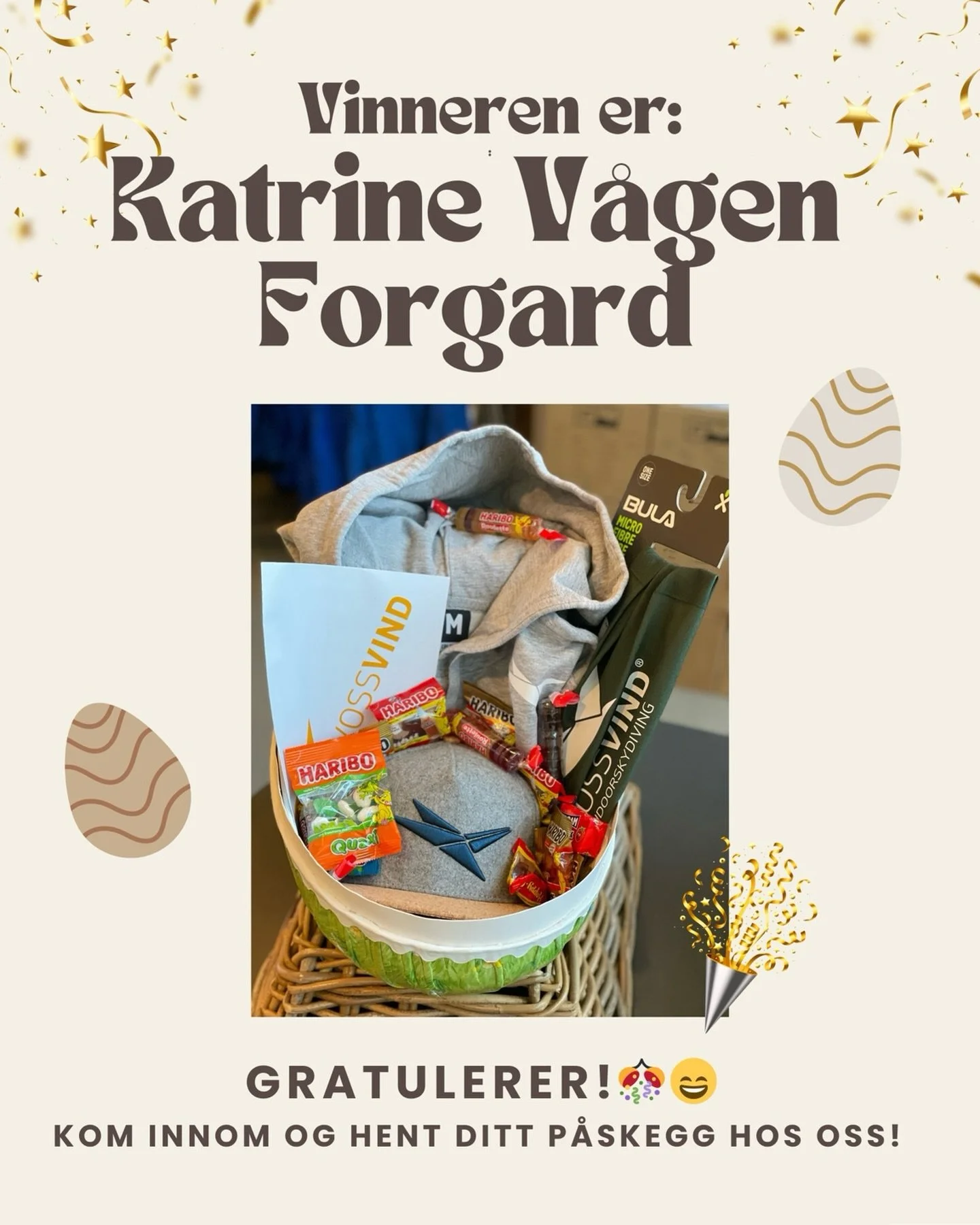 Da er v&aring;r p&aring;skekonkurranse over, og vinneren er trukket! 🐣

Gratulerer s&aring; mye til Katrine V&aring;gen Forgard! 🥳