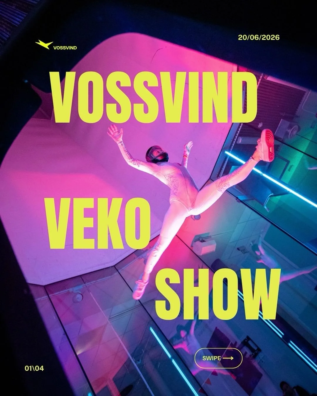 This you don&rsquo;t wanna miss ⚡️ 

We&rsquo;re kicking off one of the biggest events of the year with a show! 

On June 20th, top athletes will take over @vossvind for an evening packed with indoor skydiving, different disciplines, styles&ndash; an