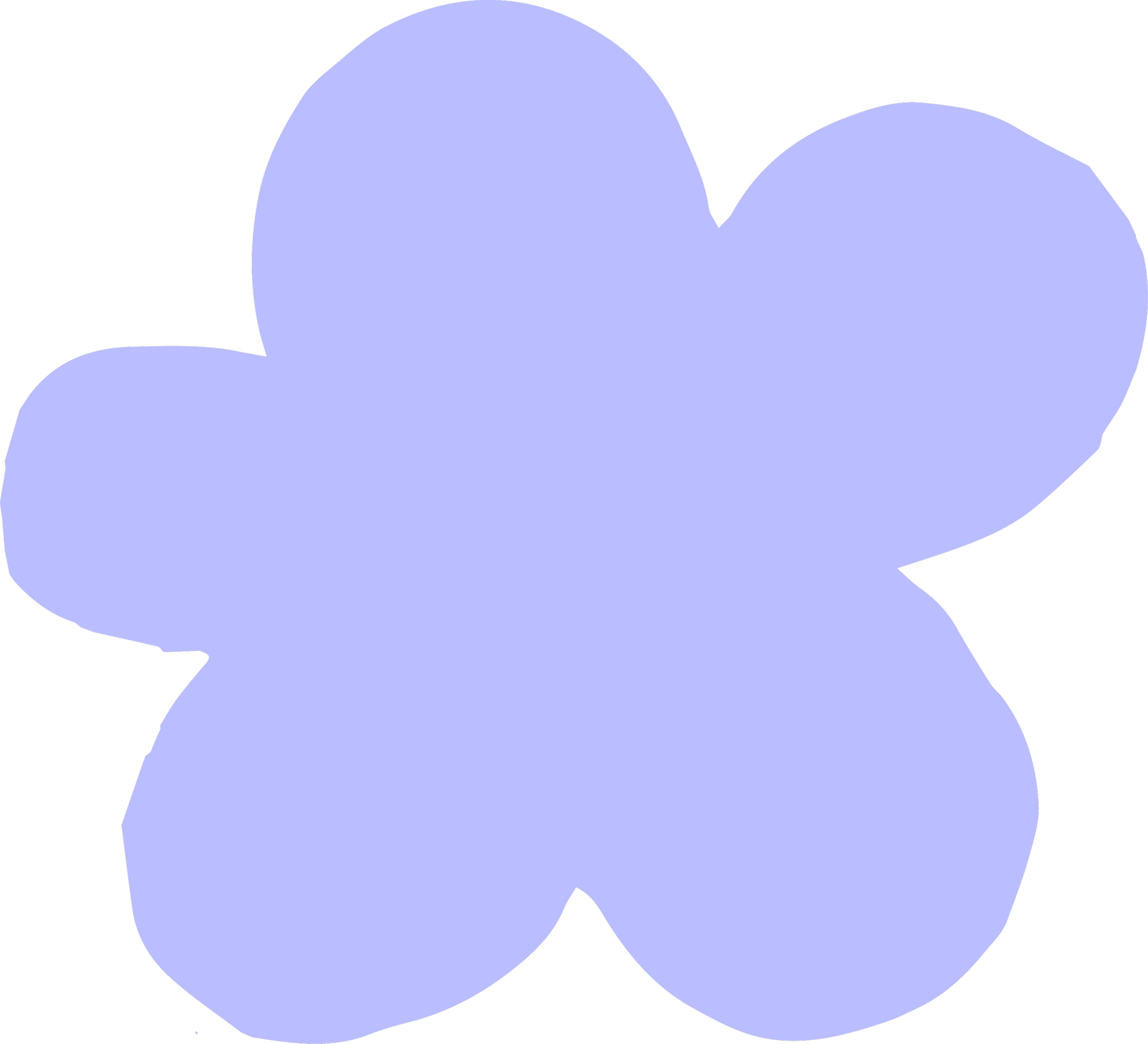 A purple flower with five petals against a black background.