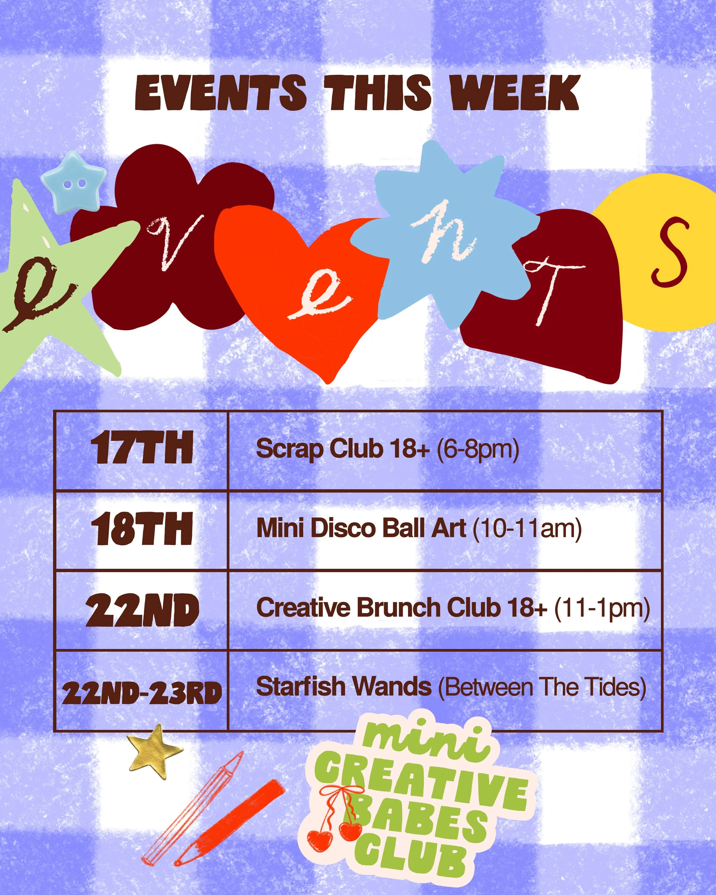 Come to our big Purple Studio for a Crafty moment! 🥹🐬🧚&zwj;♀️🌼🍄 Here&rsquo;s what&rsquo;s going on this week:

Find out more n&rsquo; get your tickets in our bio ❤️