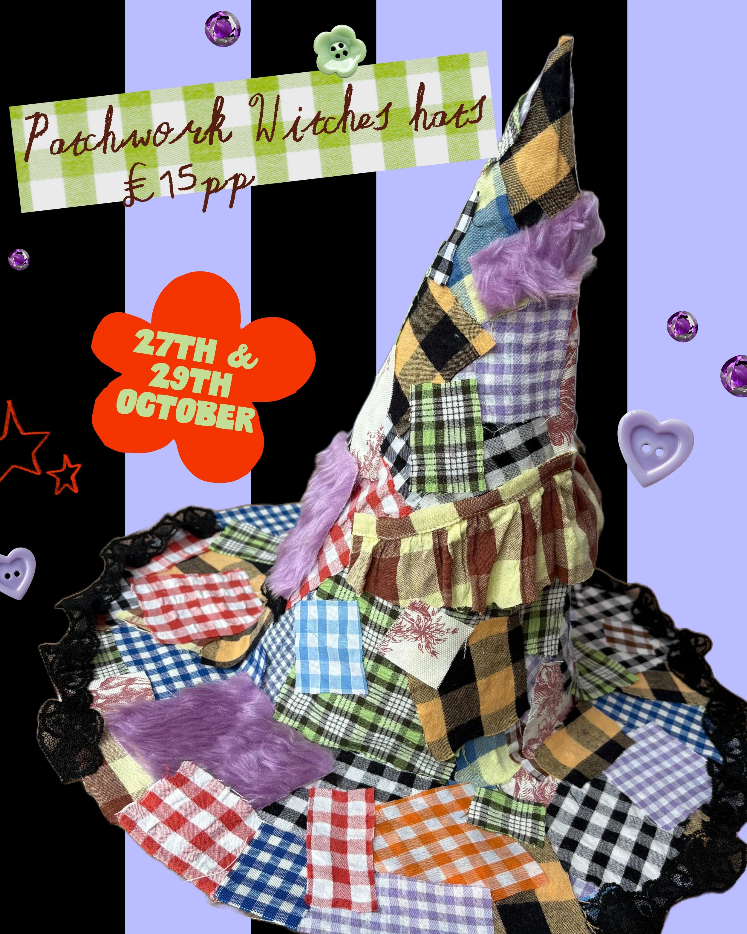 Patchwork Witches Hats | Tuesday 27th and Thursday 28th October