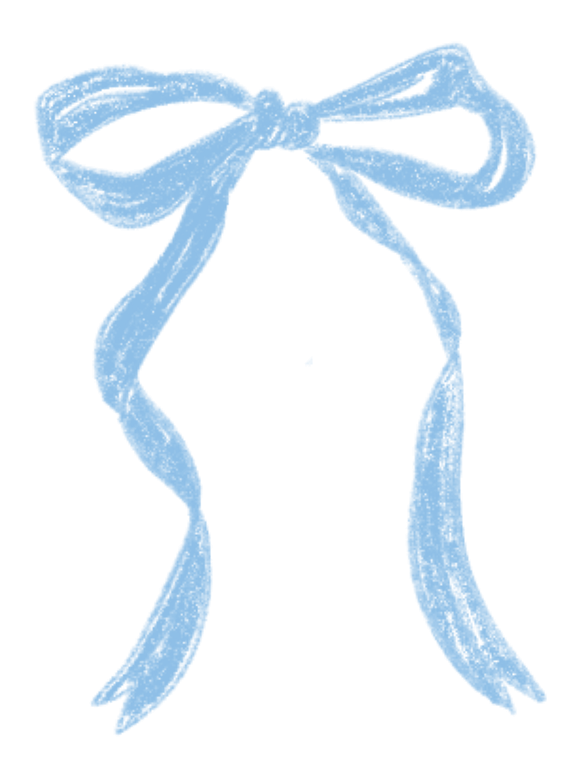 Light blue ribbon tied into a bow.