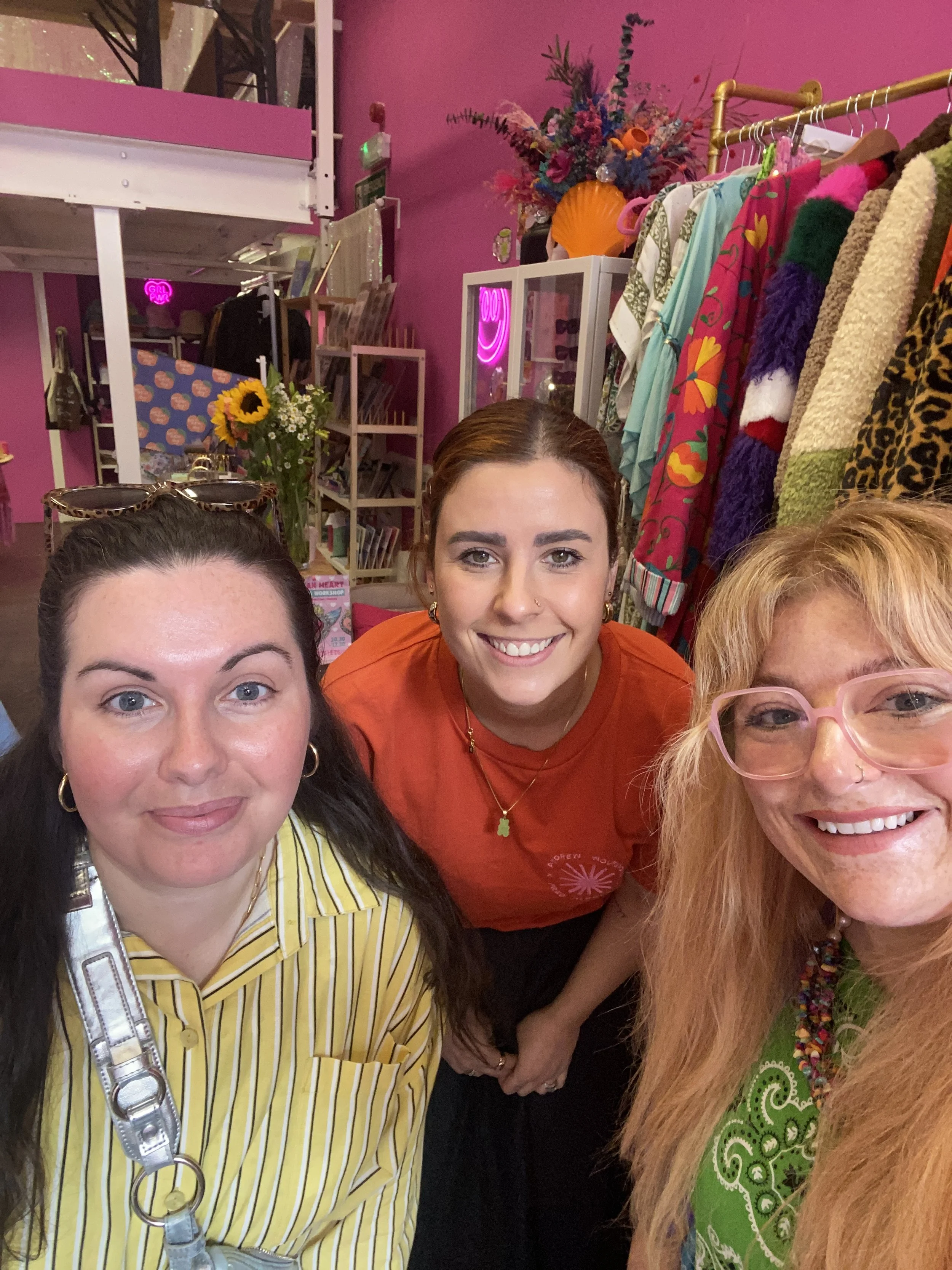 Founder, Alice celebrating our Bday Pop-up at @flaura_rose_ouseburn with owner, Laura and Jen of Bianco Perry.