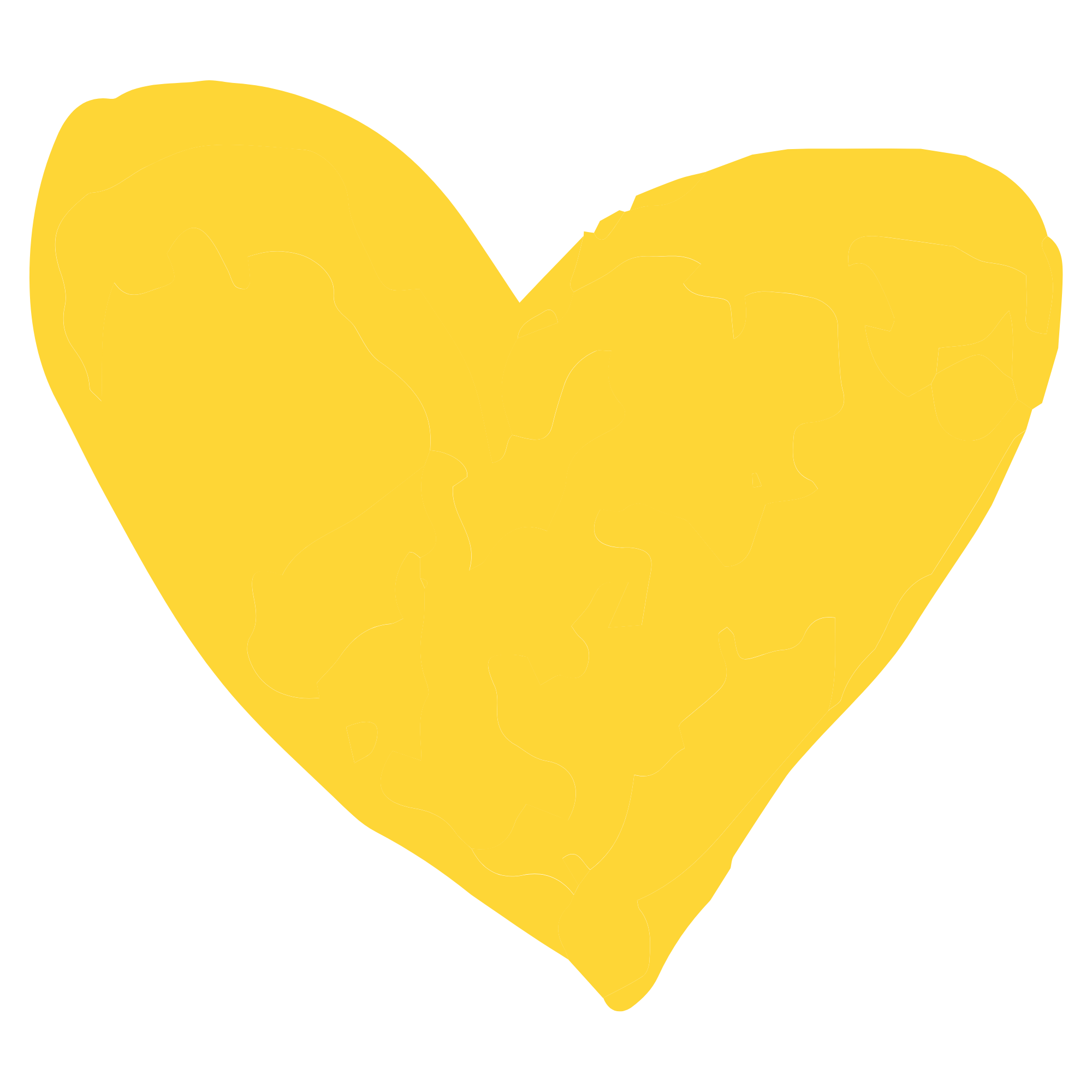 Yellow heart shape on a black background.