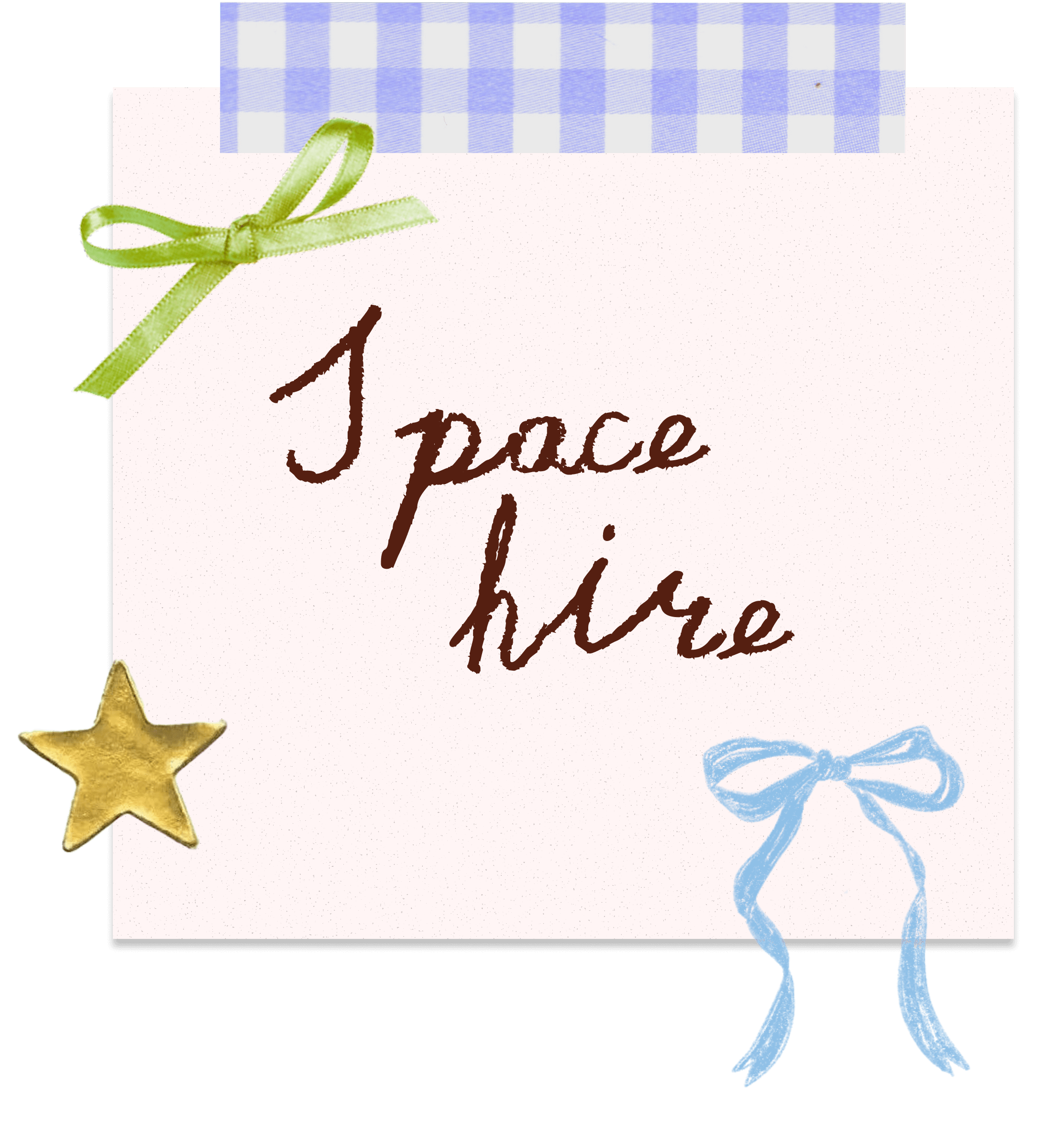 A greeting card with the words "1 peace twice" written on it, decorated with a green bow, a blue bow, and a gold star, with a blue and white checkered pattern at the top.
