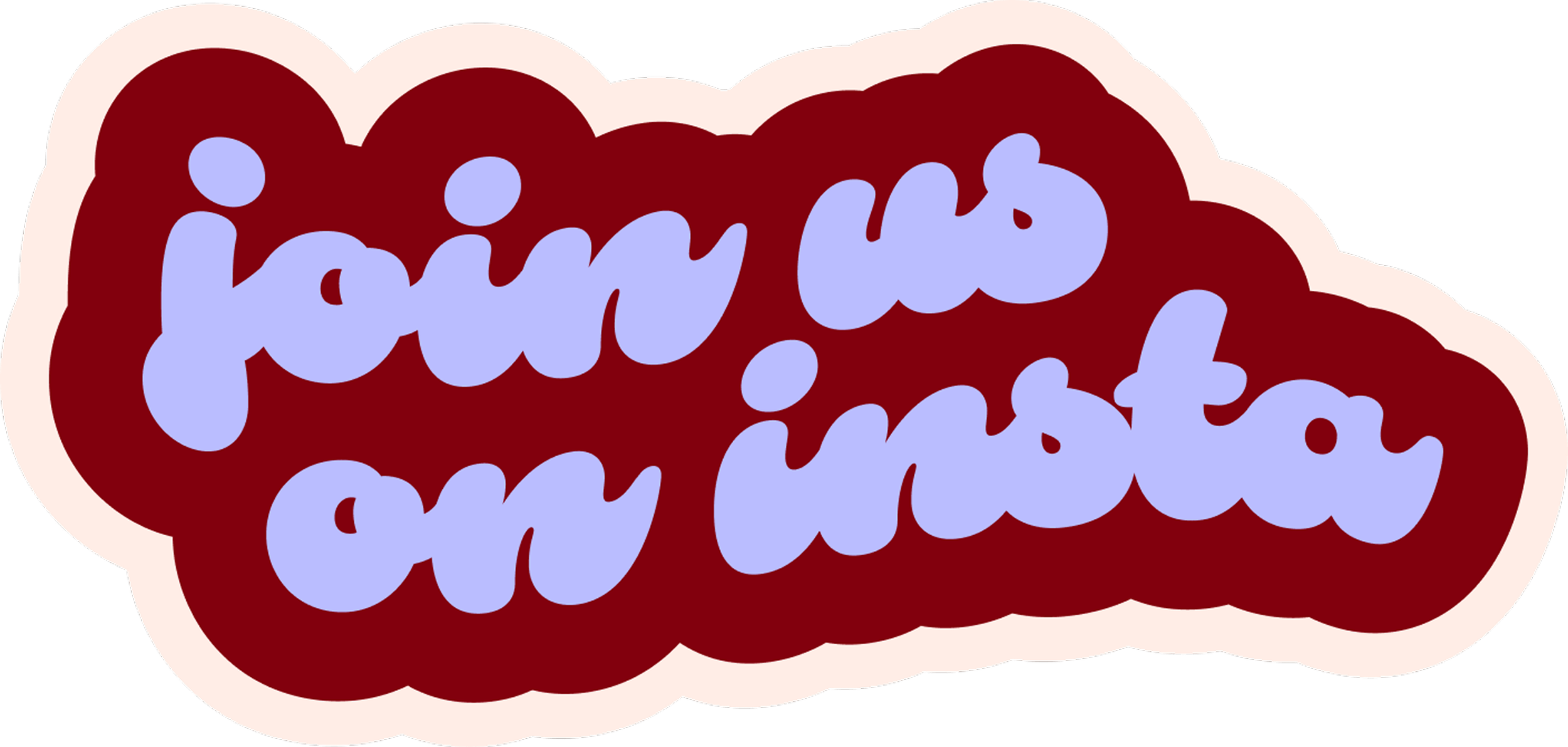 Colorful sticker with the phrase "fun in my mind" in purple text on a red and pink cloud-shaped background.