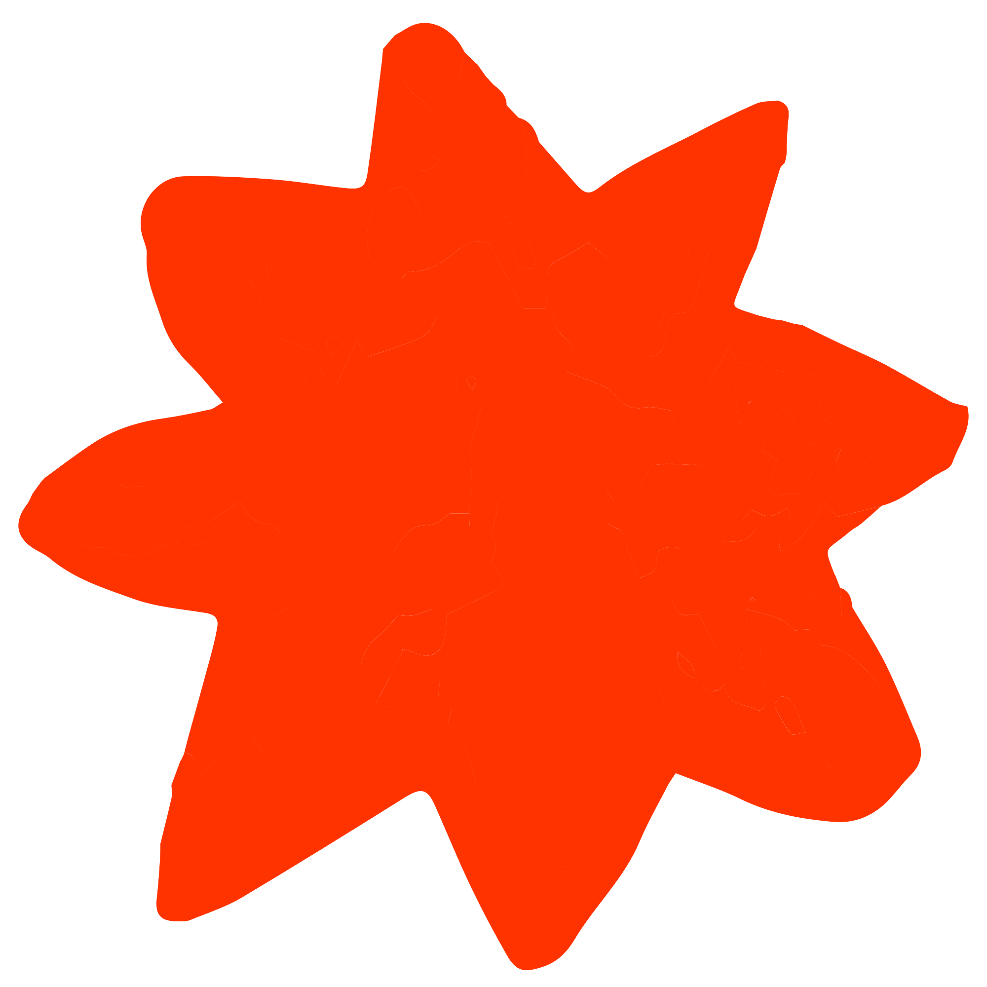 A red, stylized maple leaf silhouette against a black background.