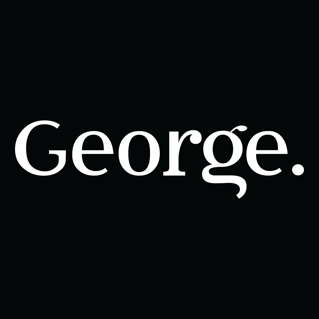 Black background with the name 'George.' written in white text.