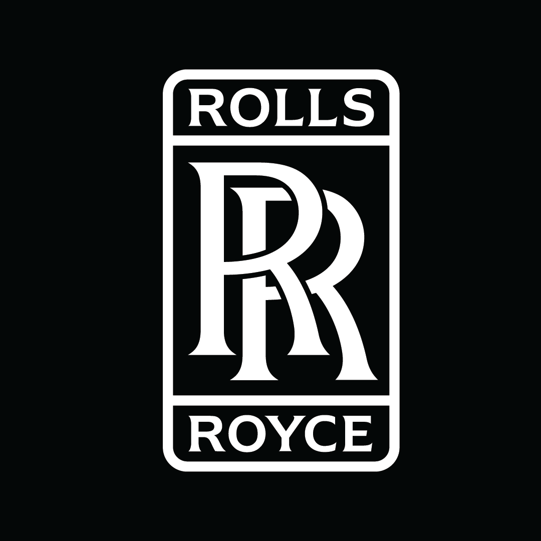 Black background with a white Rolls Royce logo in the center.