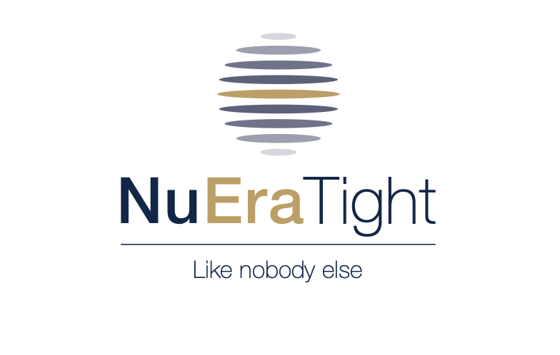 A logo for NuEratight with a globe icon above the text and the slogan, 'Like nobody else' below.