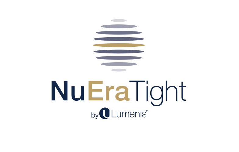 NuEraTight logo with stylized globe graphic and text by Lumenis