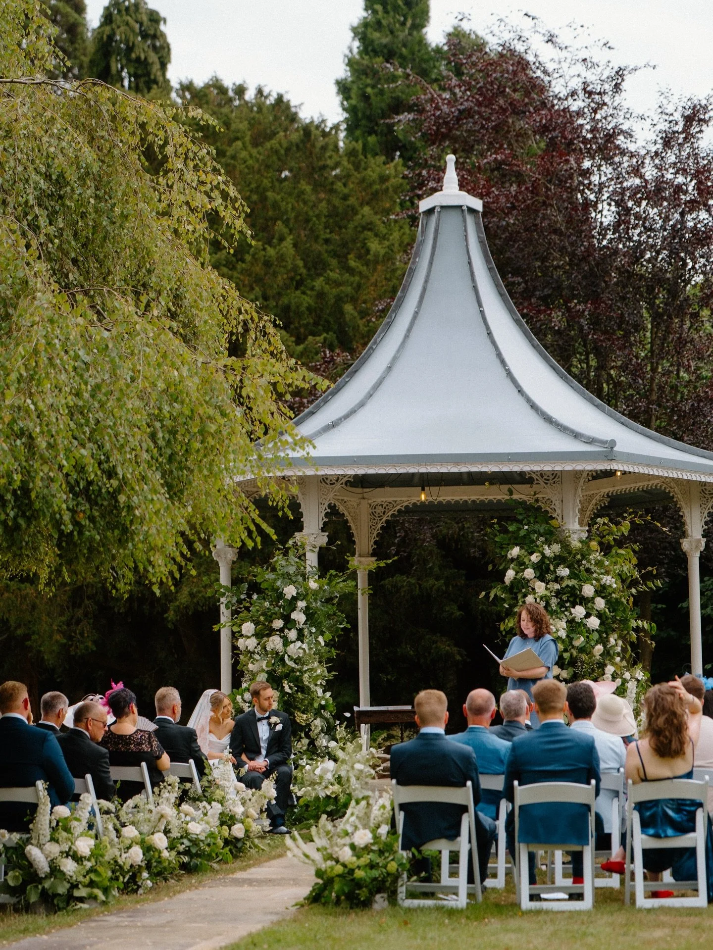A dreamy ceremony set up @thicketpriory 

What a treat it was to create this for the lovely Harry and Izzie on a beautiful summers day. The weather couldn&rsquo;t have been more perfect for them. 

We created an impactful floral arch and meadows down