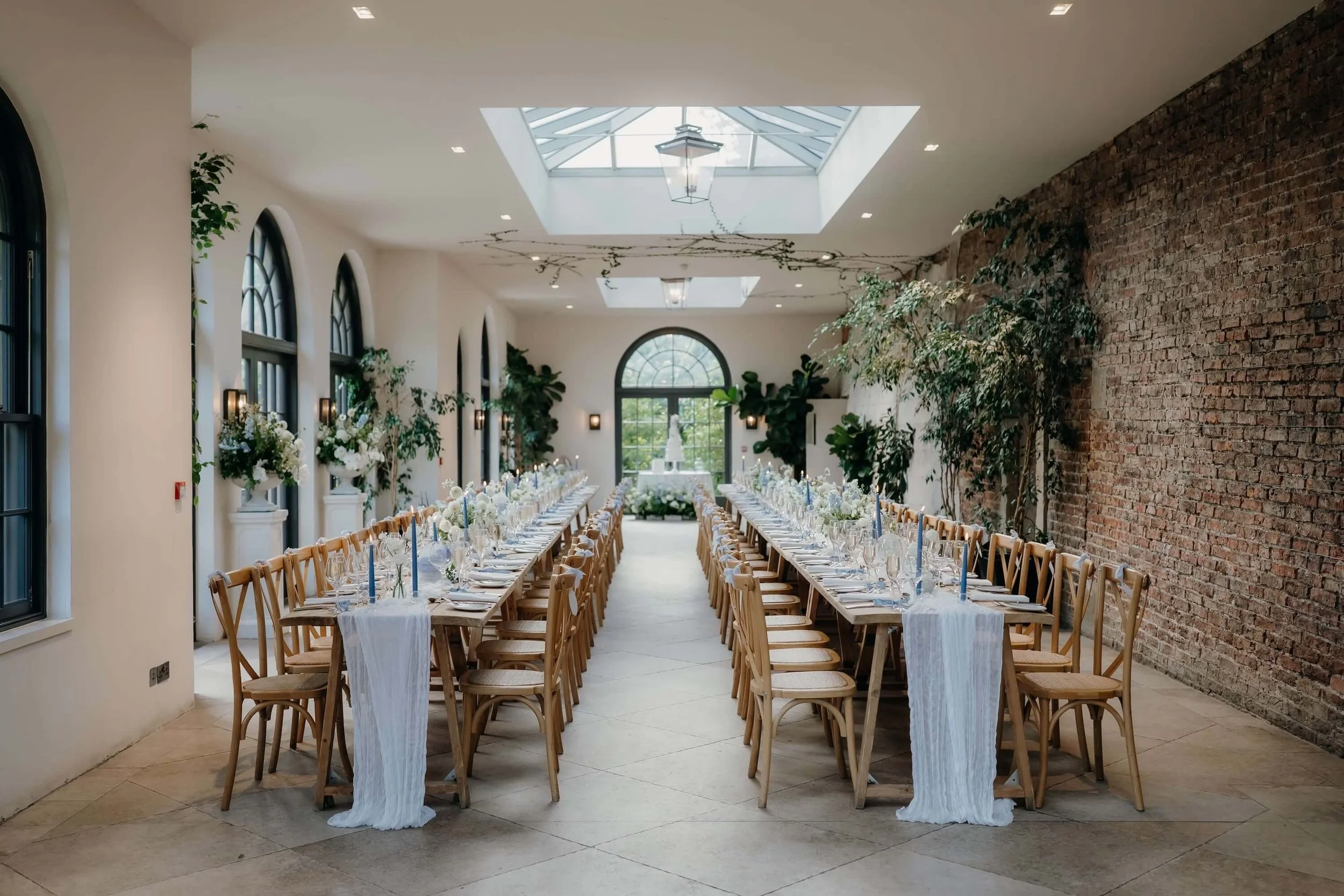 Blue & White wedding flowers at Middleton Lodge Fig House