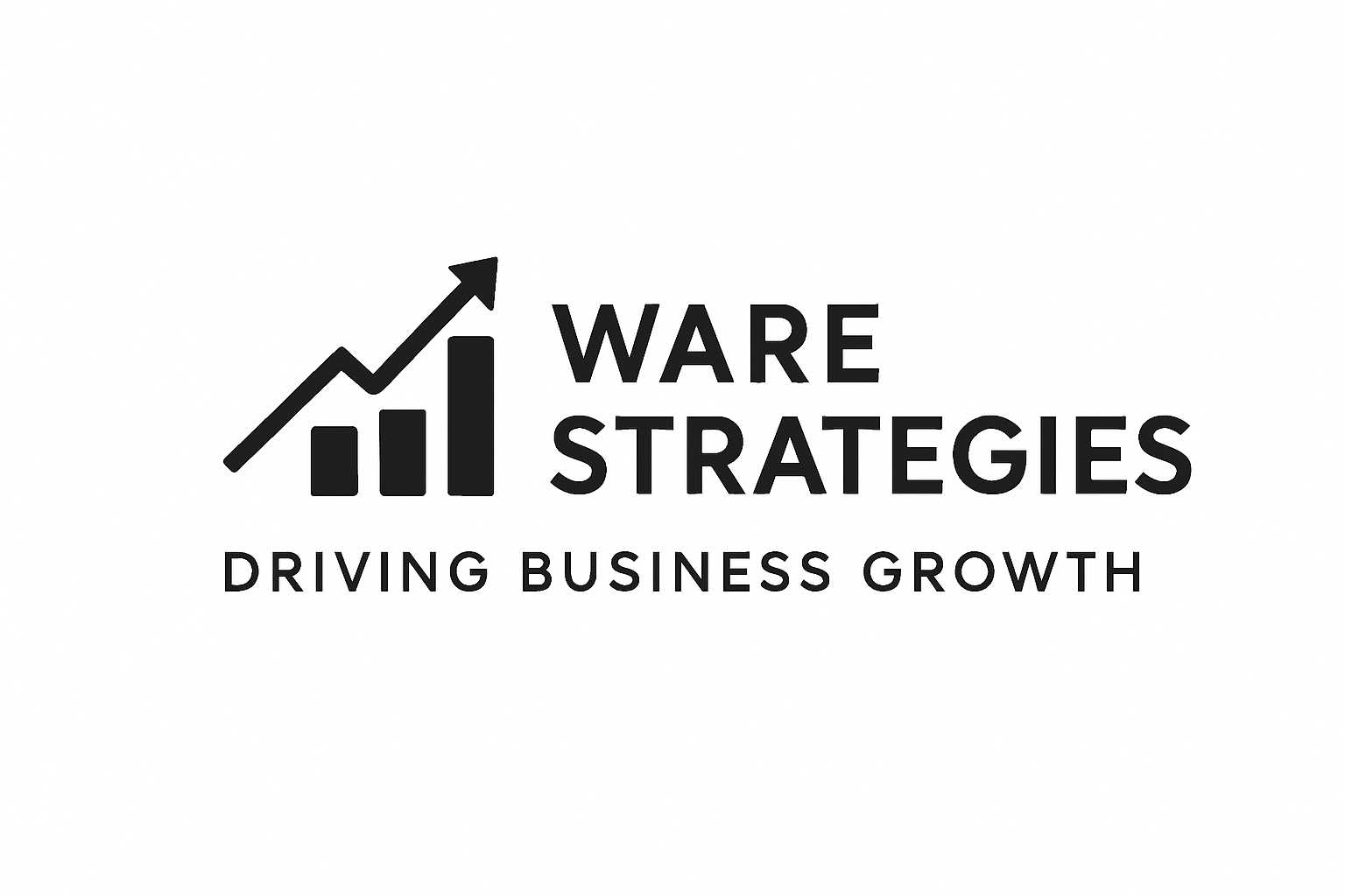 Logo with a bar chart and upward arrow, text 'WARE STRATEGIES' and 'DRIVING BUSINESS GROWTH'.