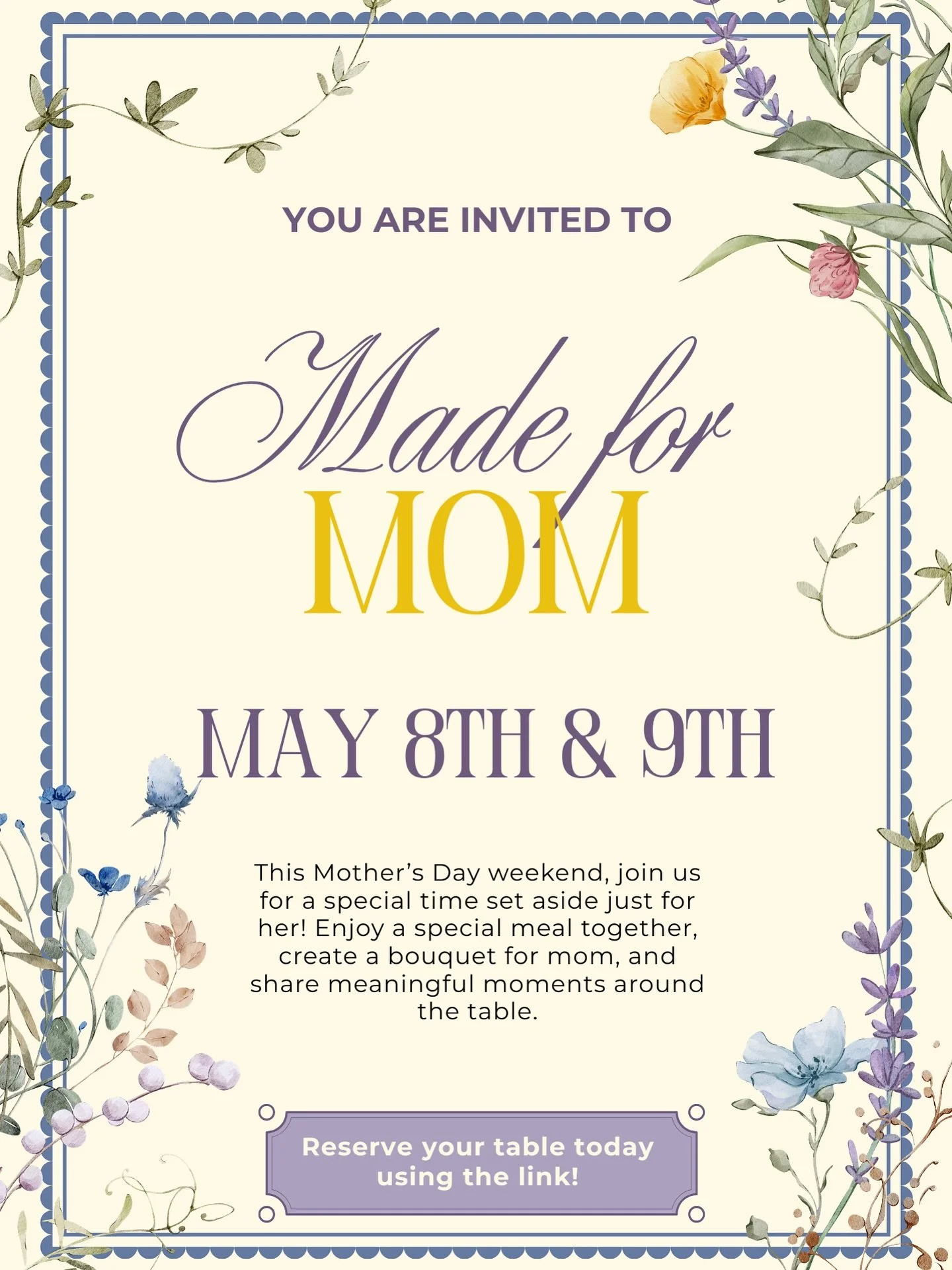 Starting to think about your plans for Mother&rsquo;s Day? Celebrate Mom with a night made just for her at Chick-fil-A Citygate 💐

Join us for our Made for Mom dining experience &mdash;featuring a plated meal, intentional time together, and a build 