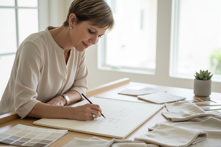 Lorraine Edminster studied at Parsons in New York City, her style blends refinement with warmth, and she works from Tucson with a strong connection to both architecture and the Desert Southwest.