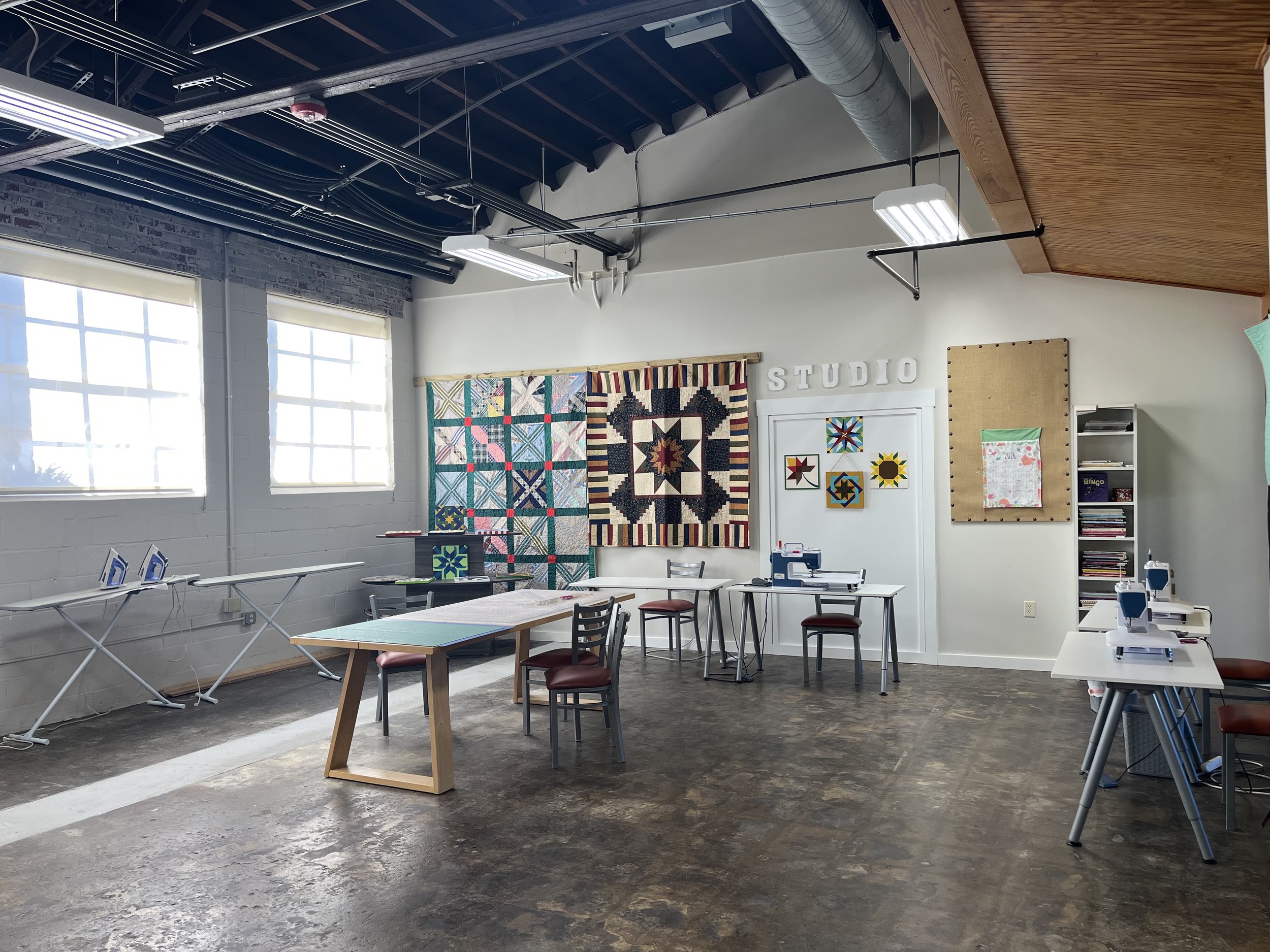 Sewing room at Common Threads Fabrics