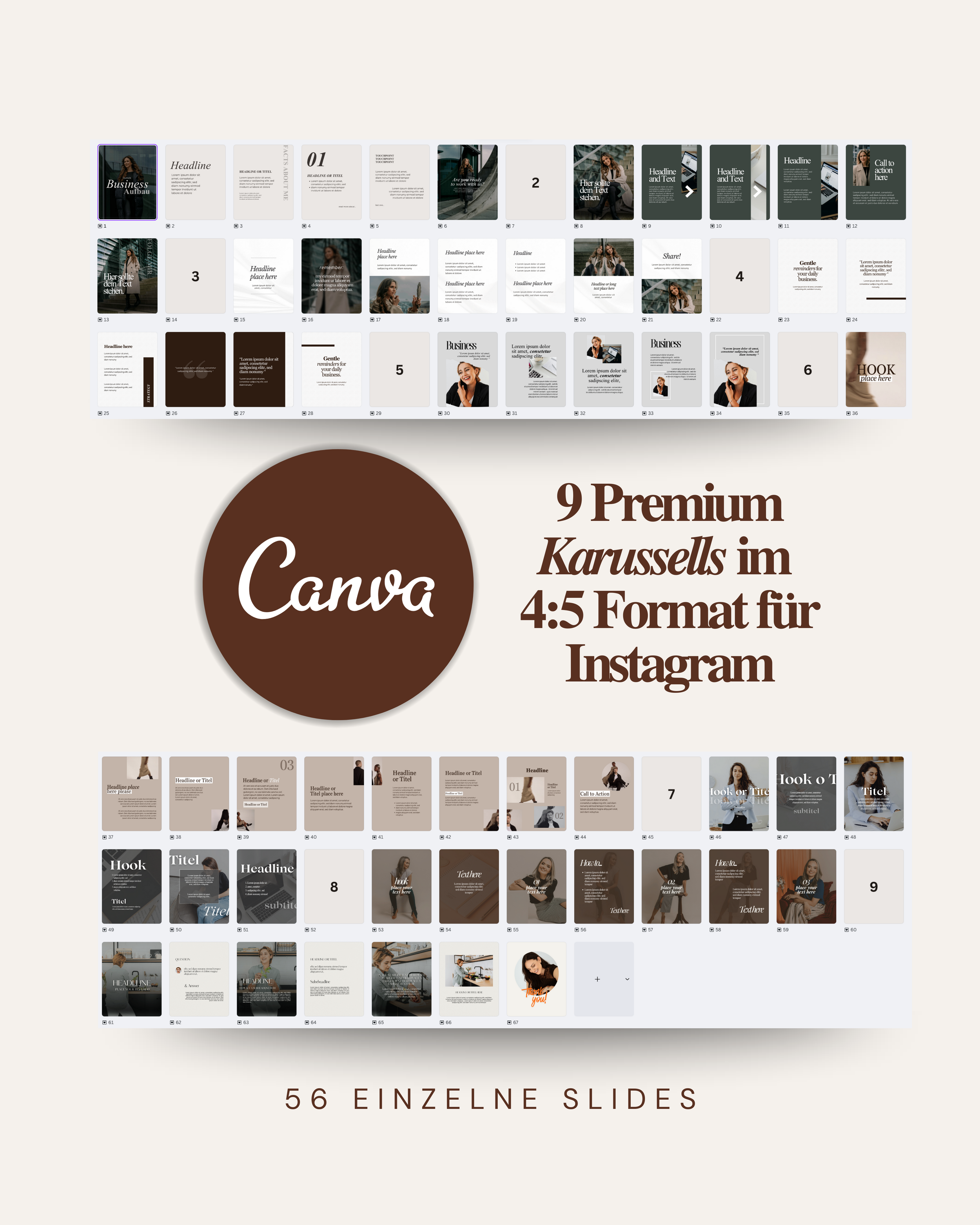 Canva Designvoralgen hochwertig für selbstständige Frauen auf Instagram mit Anspruch auf Qualiät und Makrenwirkung