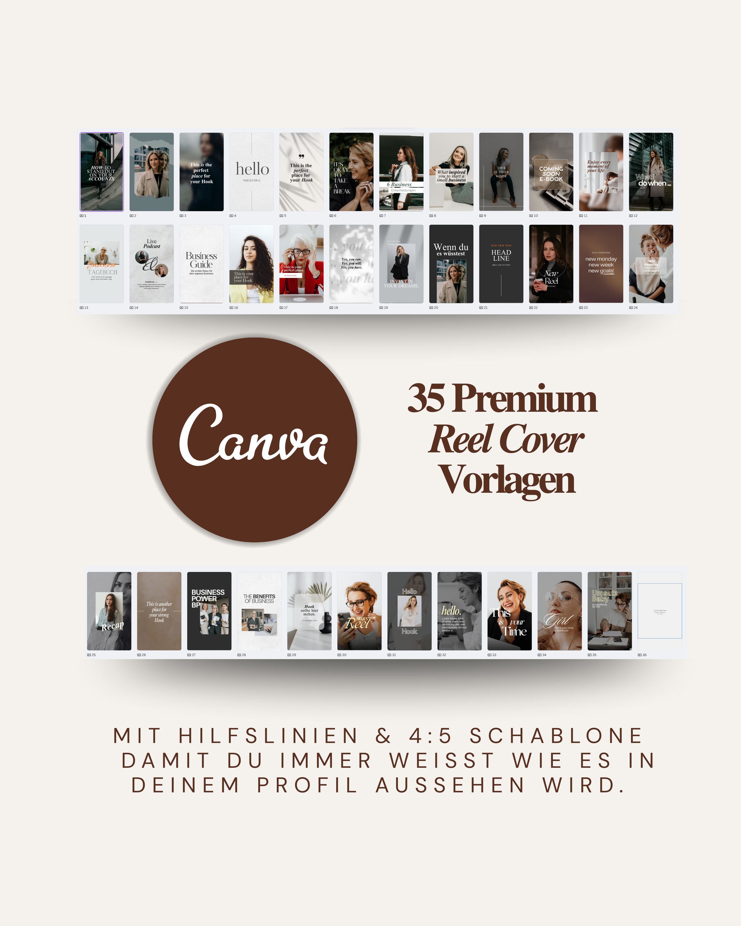 Canva Designvoralgen hochwertig für selbstständige Frauen auf Instagram mit Anspruch auf Qualiät und Makrenwirkung