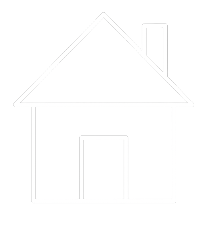 White outline of a house.