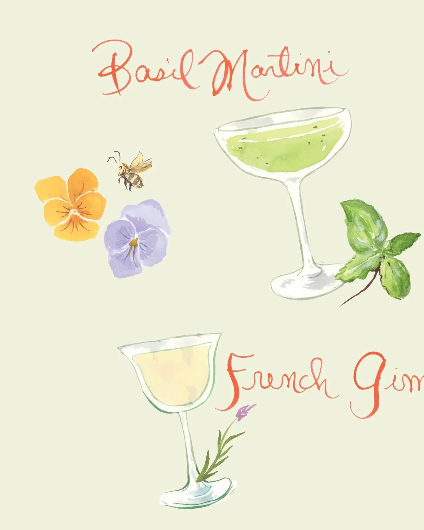 New spring cocktail illustrations for @clementineyountville. Which are you ordering? 🍊