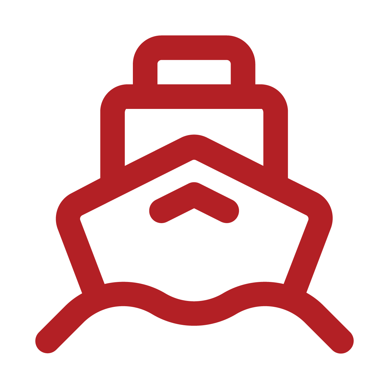 Icon of a ship or boat with a red outline.
