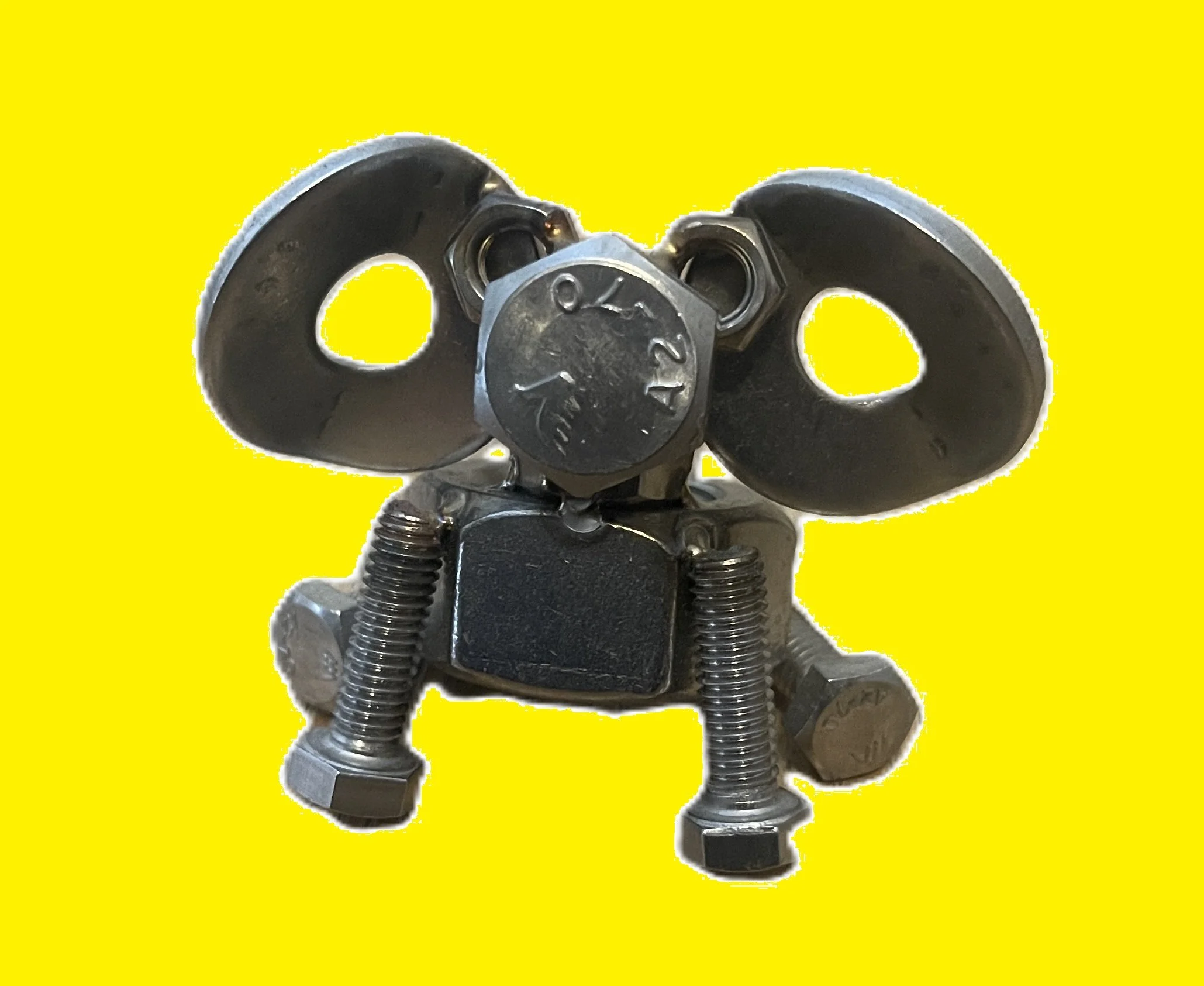 Handcrafted Stainless Steel Bolt Dog Sculpture