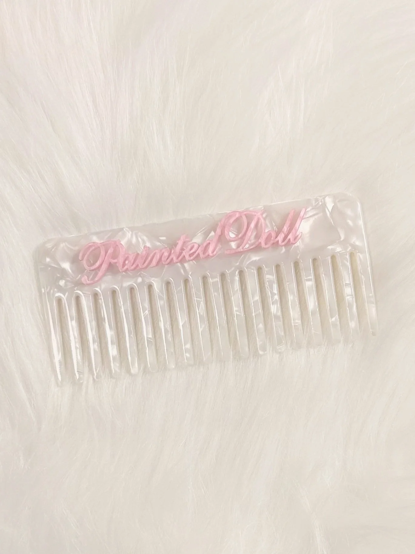 Painted Doll Pink Mother Of Pearl Hair Comb
