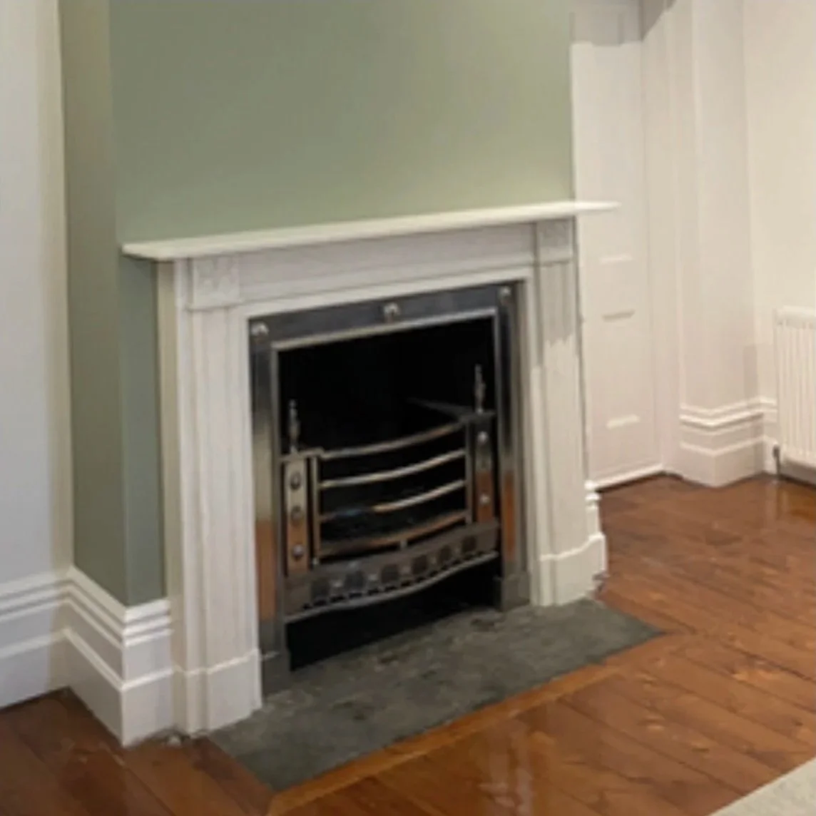 Pelham chimney piece, Haywood register grate 