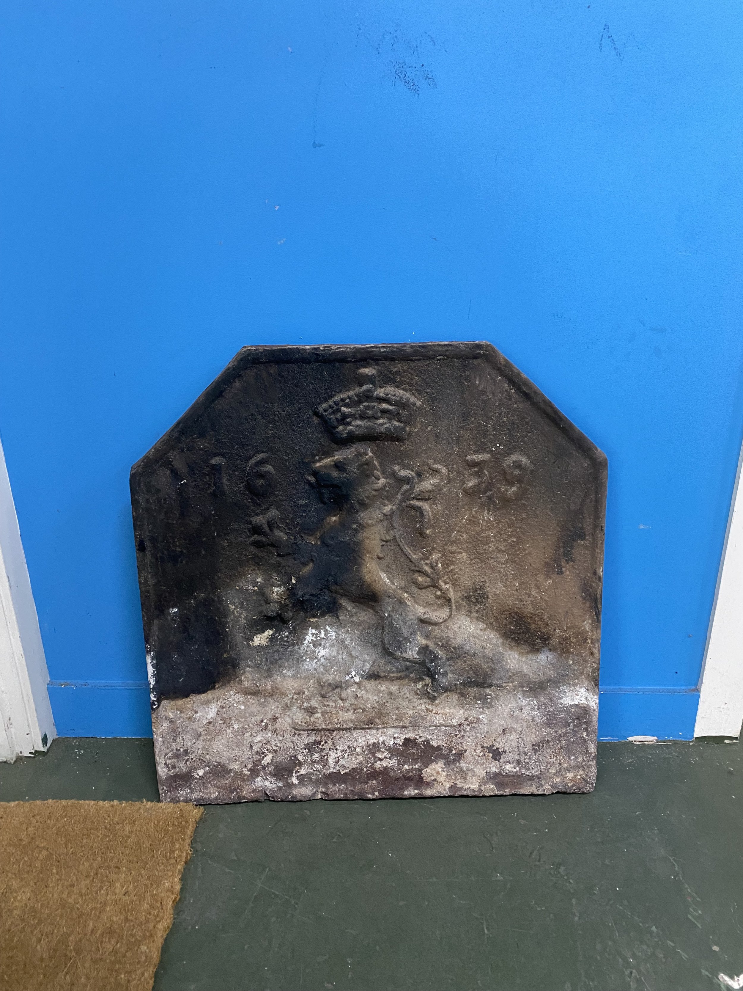 antique iron fireback