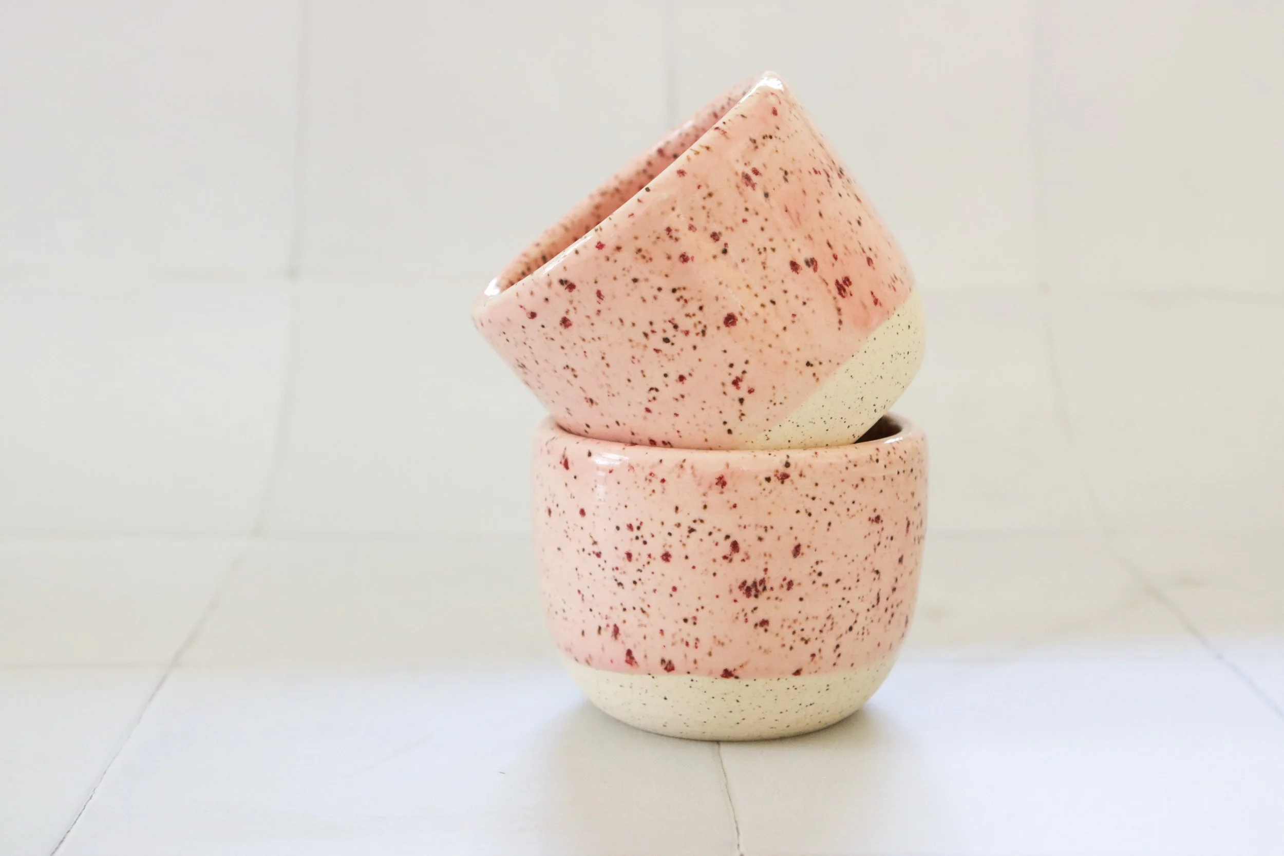 Pink Speckled Espresso Cups