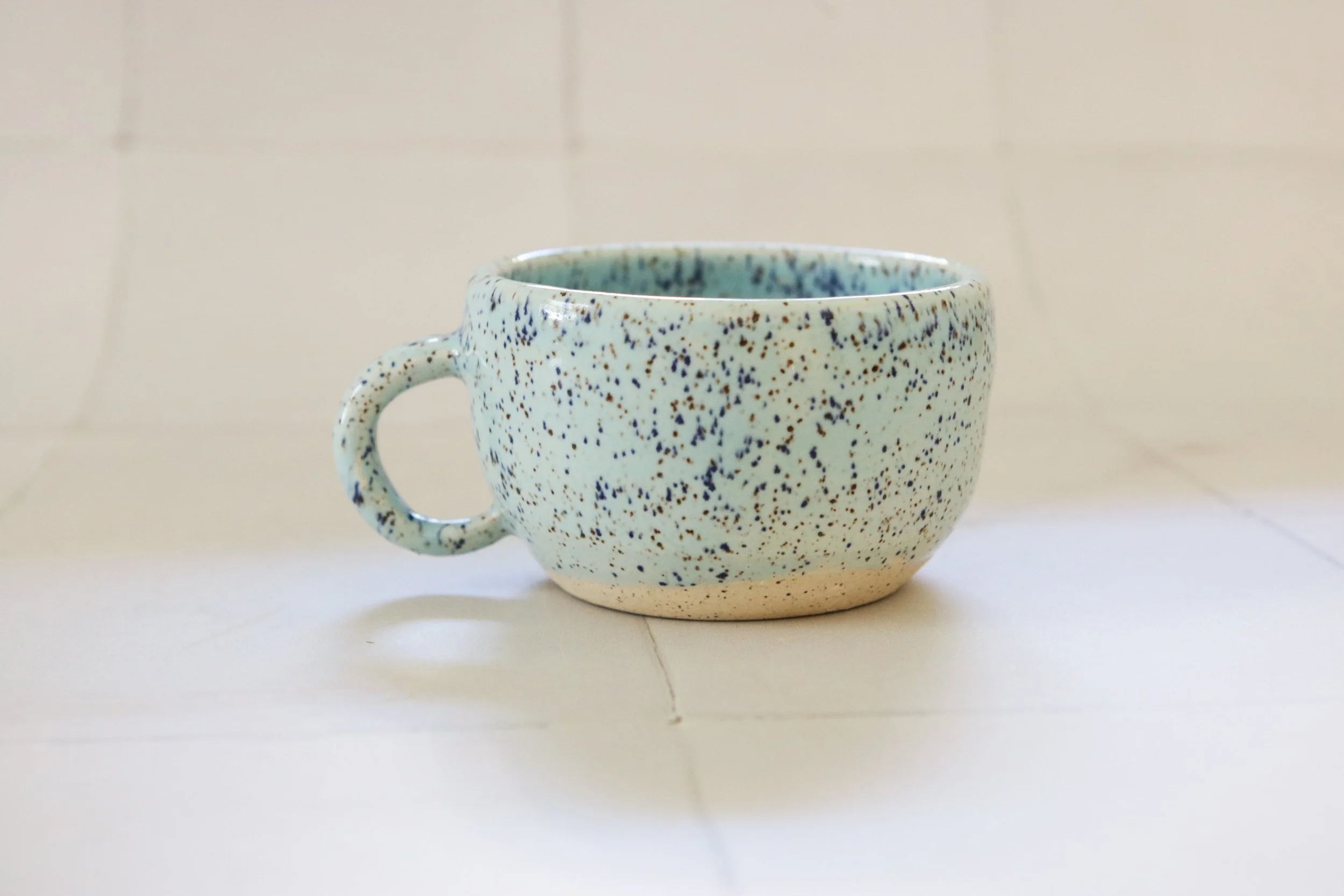 Light Blue Speckled Cappuccino Cup