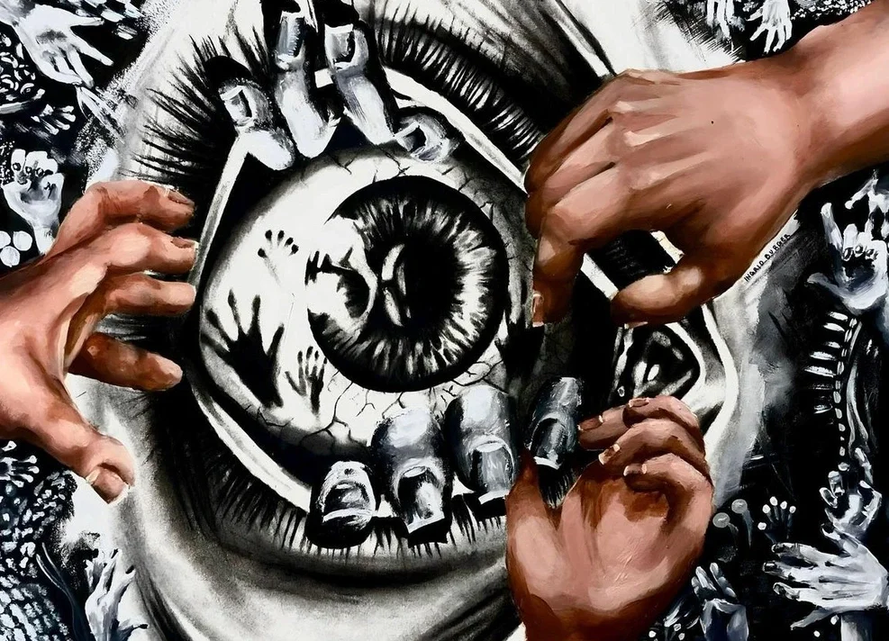 Breaking  |  14" x 11" - Charcoal, Acrylic, and Waterpaint