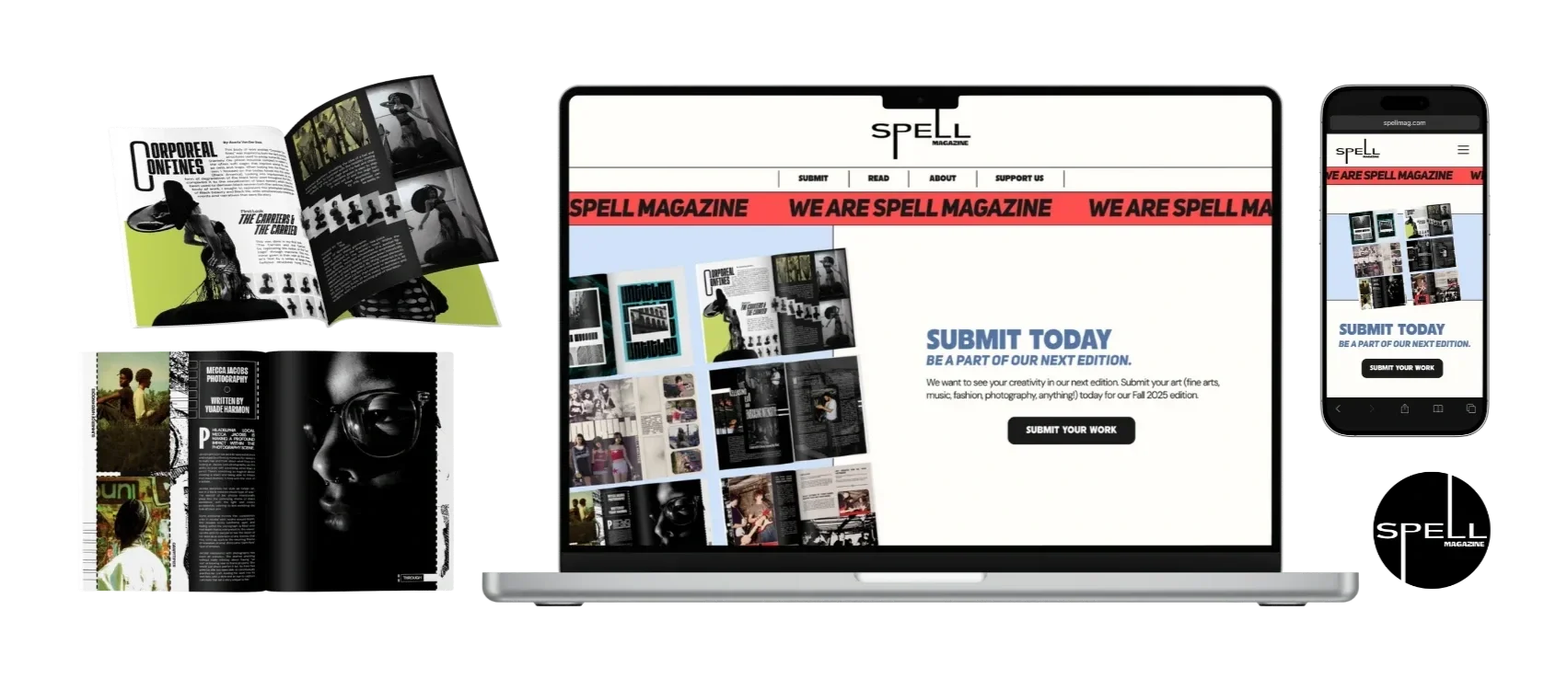 Spell web and editorial design preview