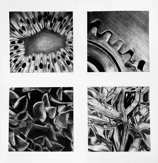 Texture Studies | Four 4" x 4" Squares - Charcoal