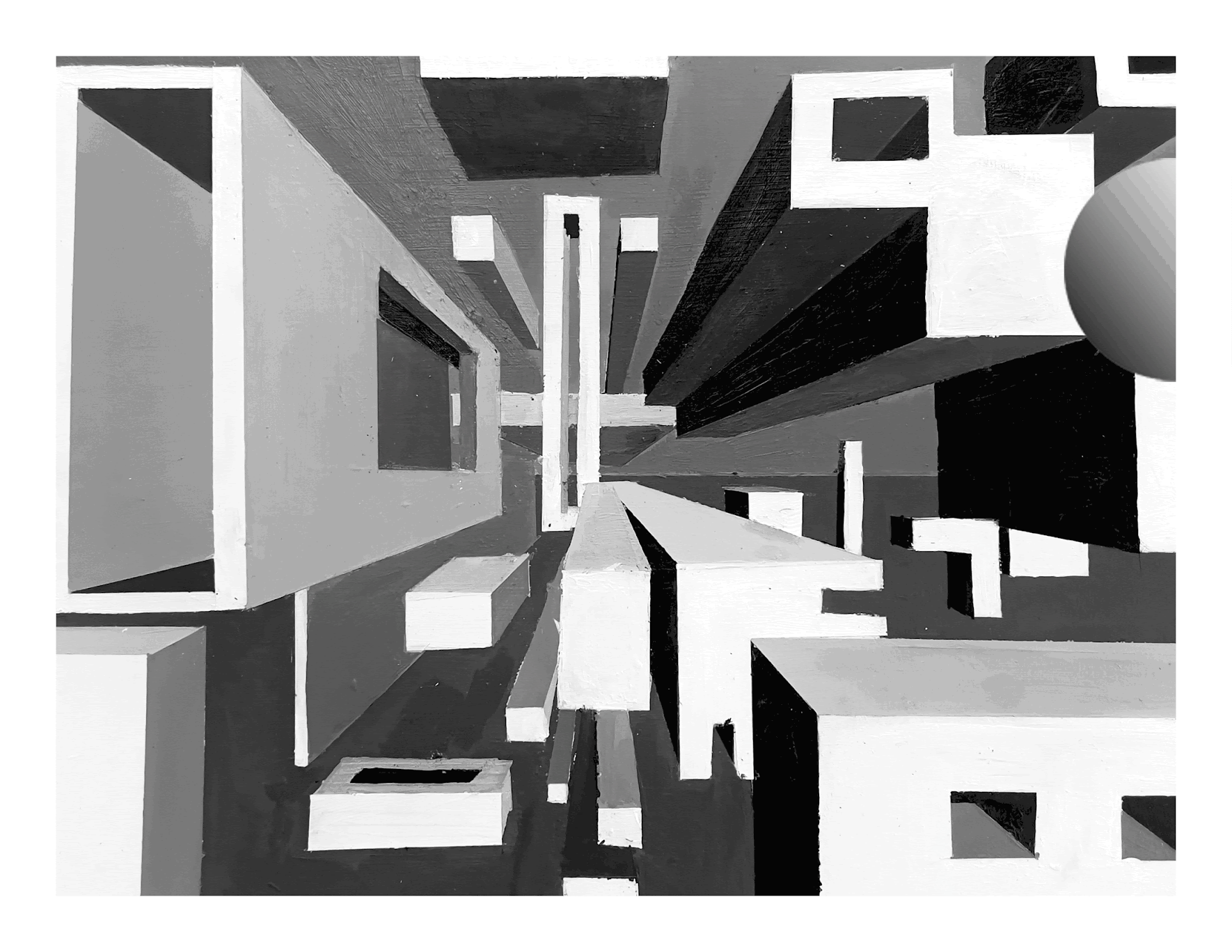 Perspective Animation | 17" x 13" - Acrylic, Adobe Photoshop