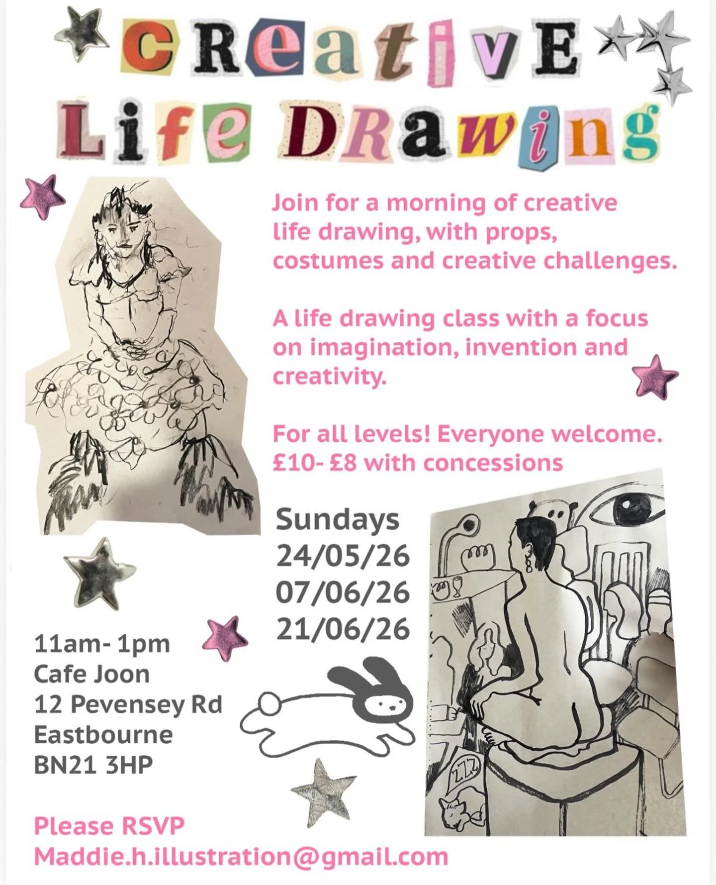 Life drawing classes are back! 
At @cafejoonuk every other Sunday &hearts;️
We focus on pure creativity and having fun in these sessions. Suitable for all people, whether you have never drawn before or are a professional artist. 
@lucyloves_cats  is 