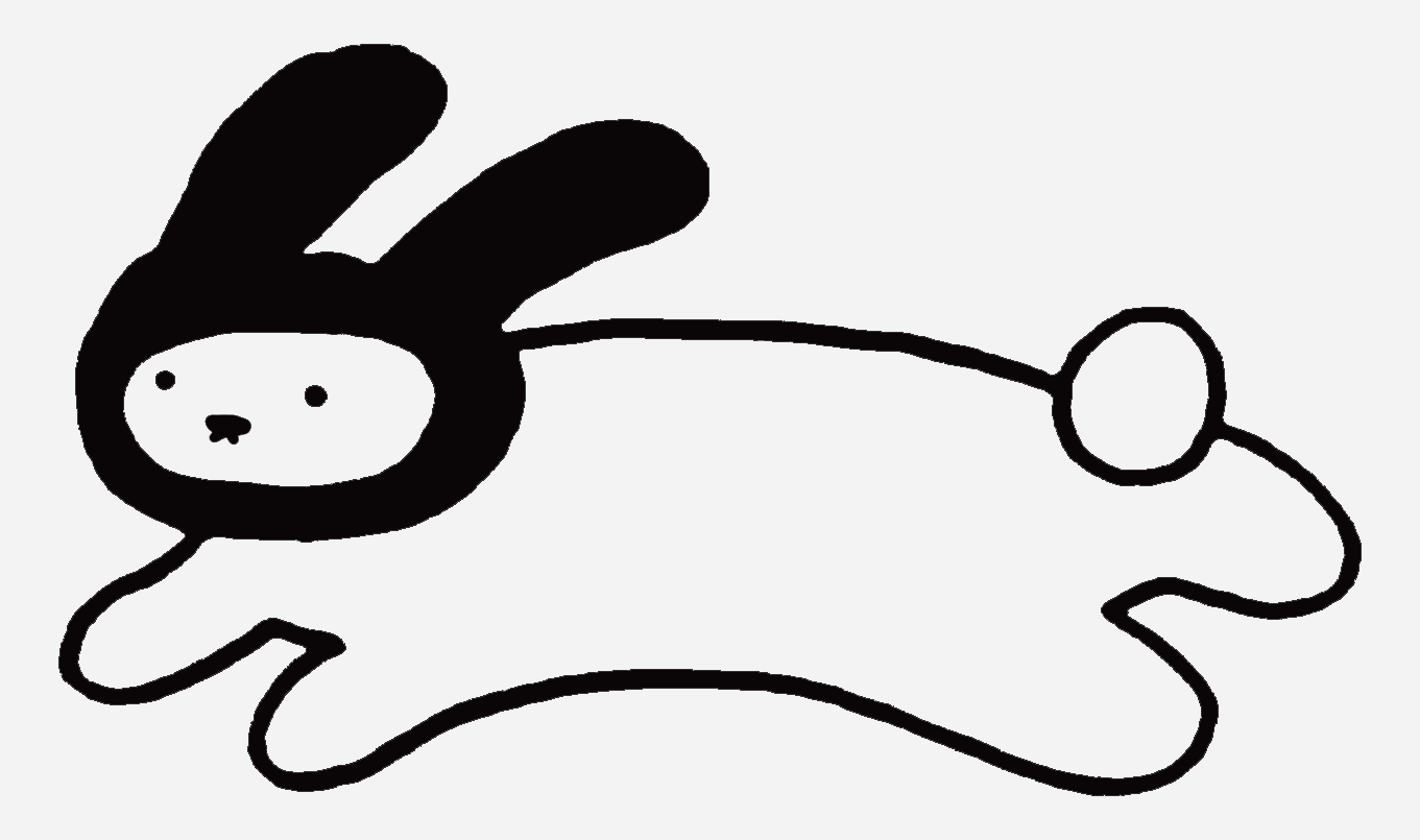 A simple black and white line drawing of a rabbit with a stethoscope around its neck.