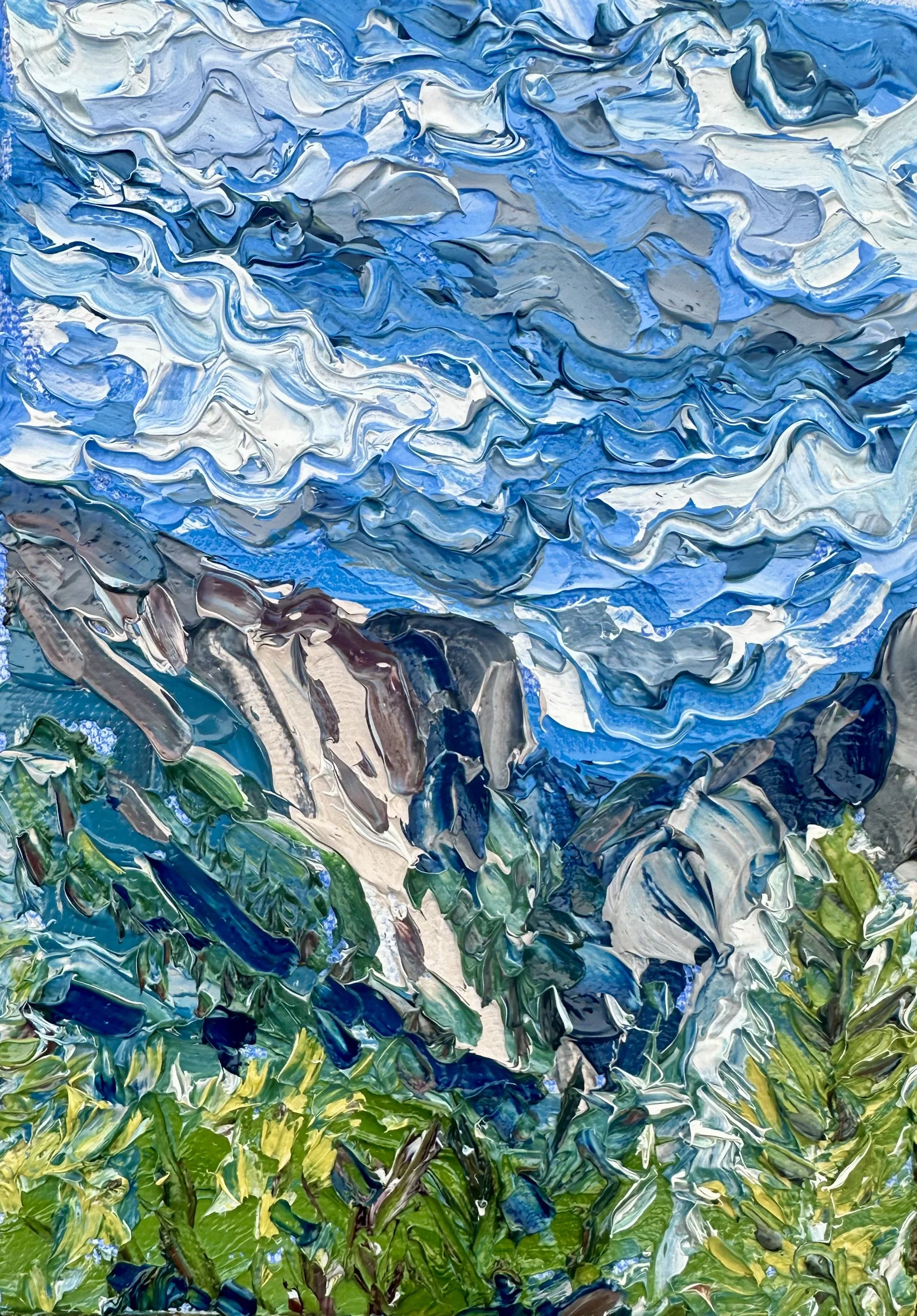 "Yosemite Cliffs"  5x7- oil on canvas