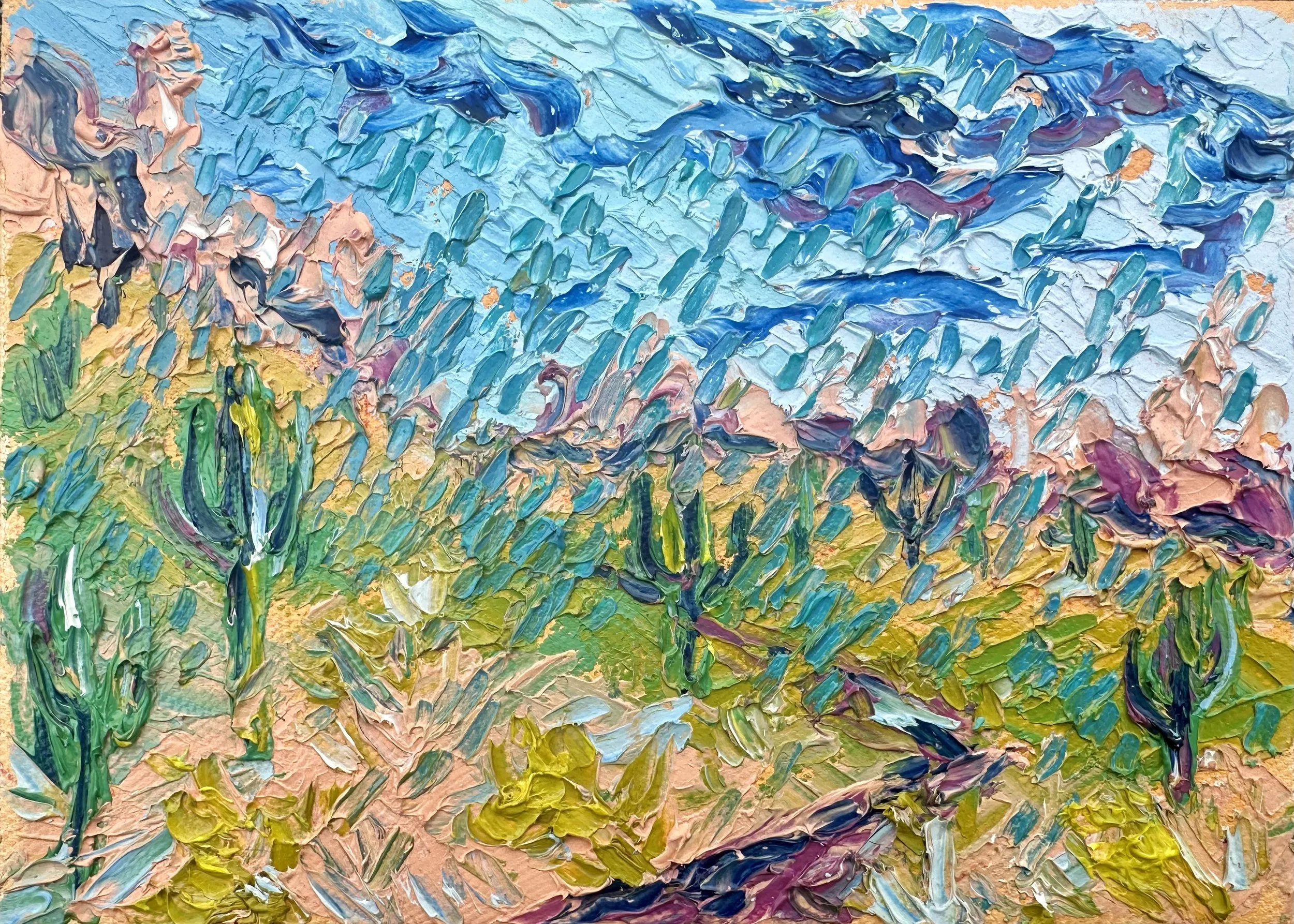 "Rain Down" 5x7- oil on canvas