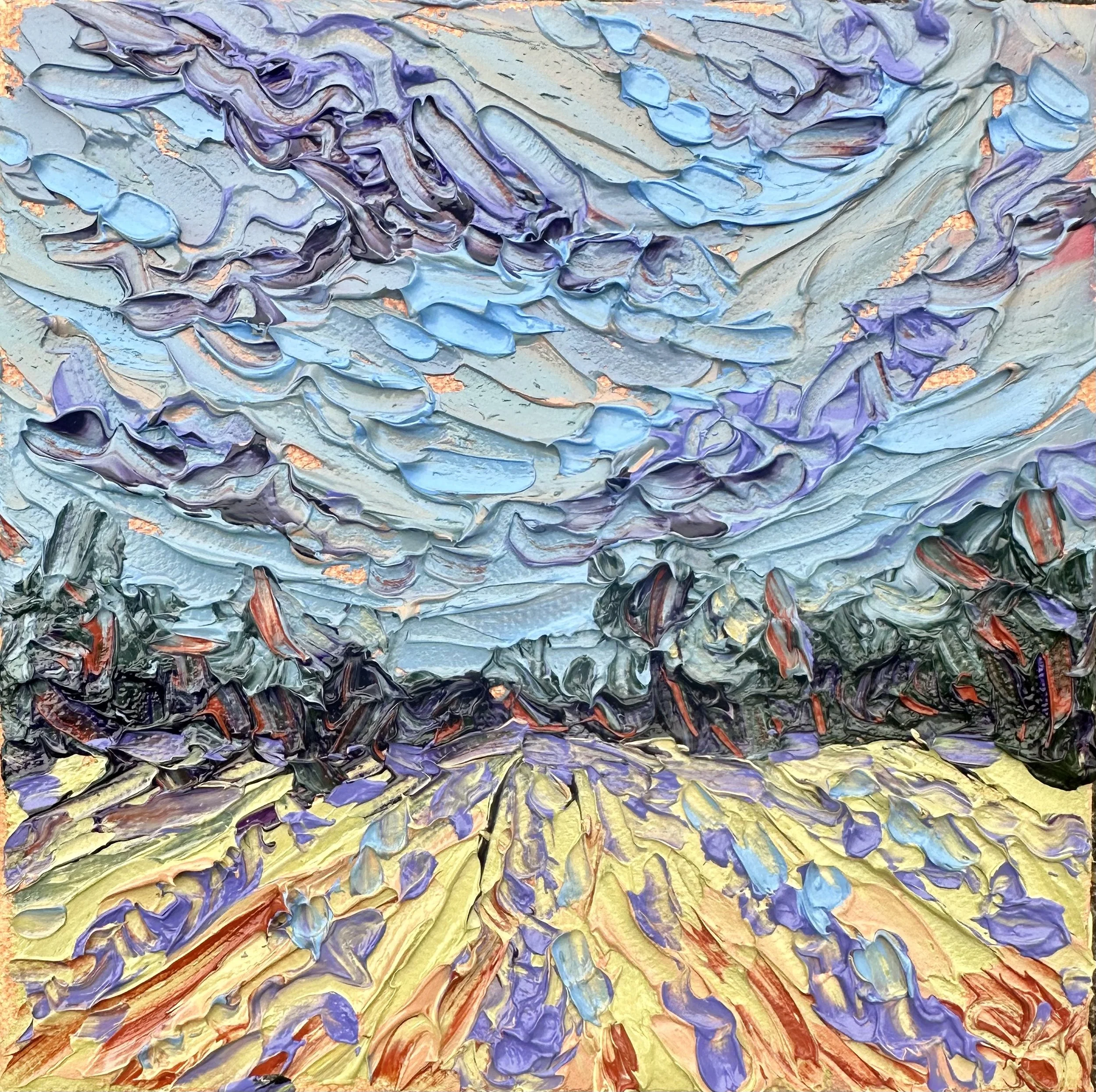 "Lilac Field" 6x6- oil on canvas 