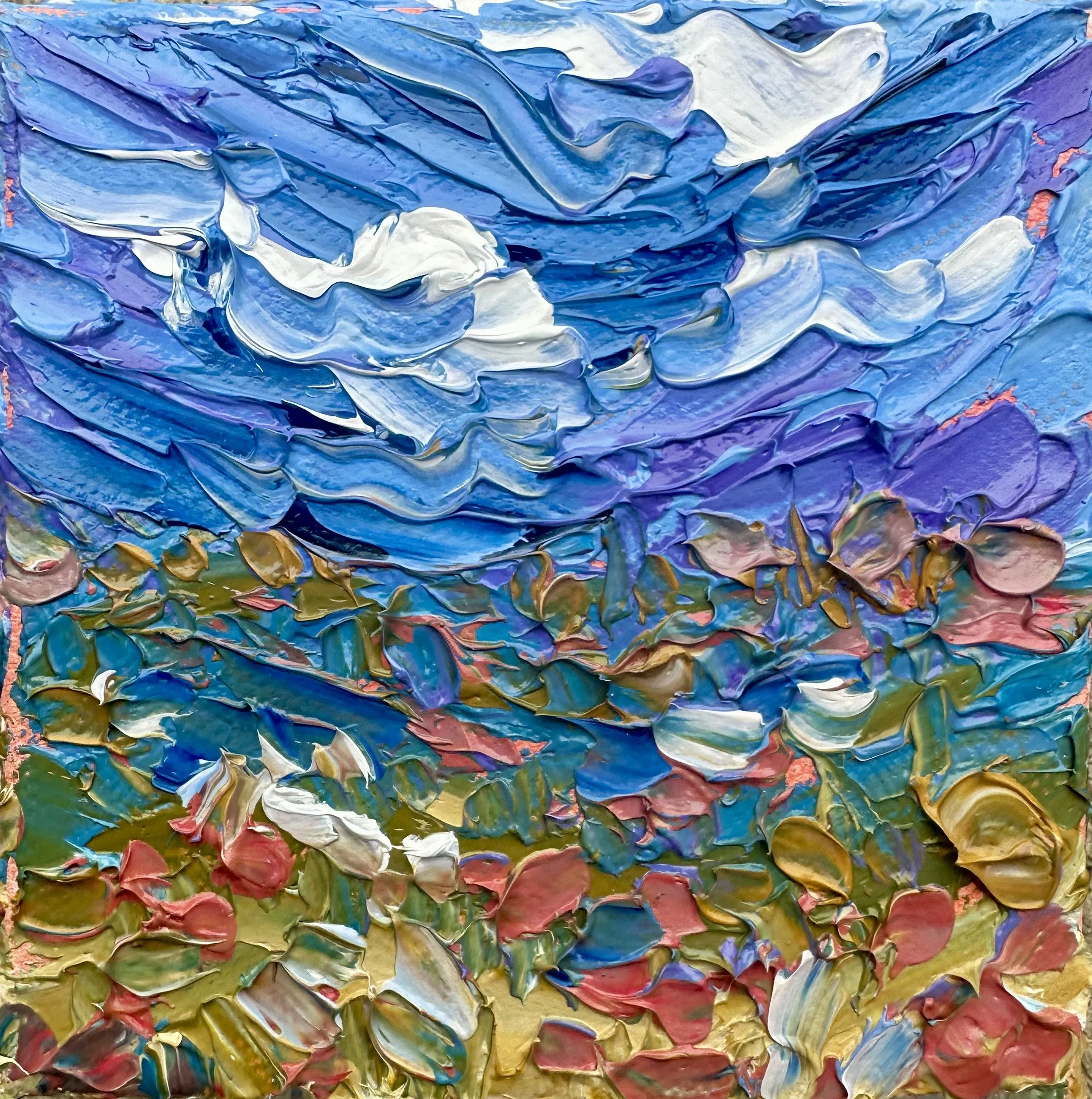 "Wild Flowers"  4x4- oil on canvas