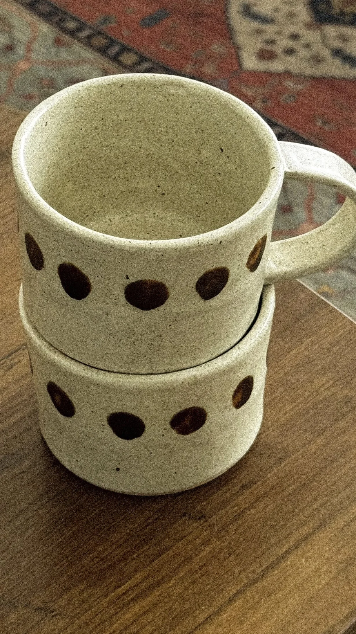 Speckle Cream and Leather Mug