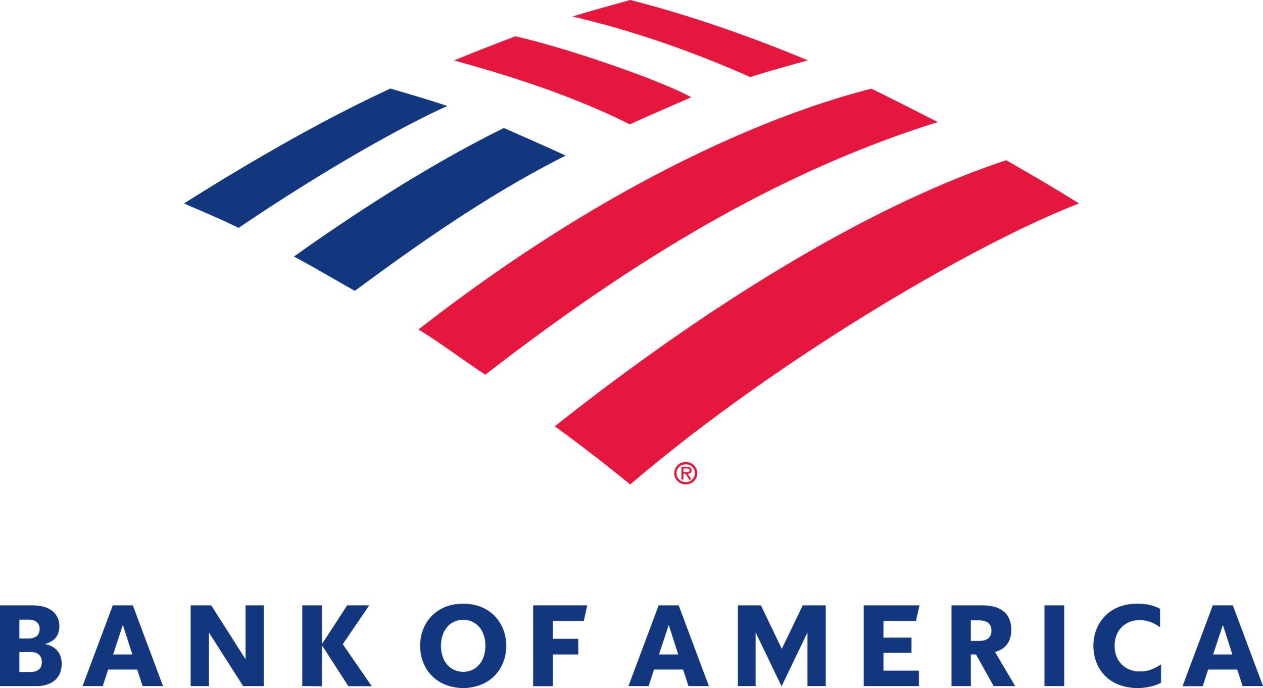 Bank of America logo with a stylized American flag made of red and blue stripes above the text 'BANK OF AMERICA'