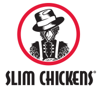 Logo of Slim Chickens featuring a stylized illustration of a girl in vintage attire wearing a hat.
