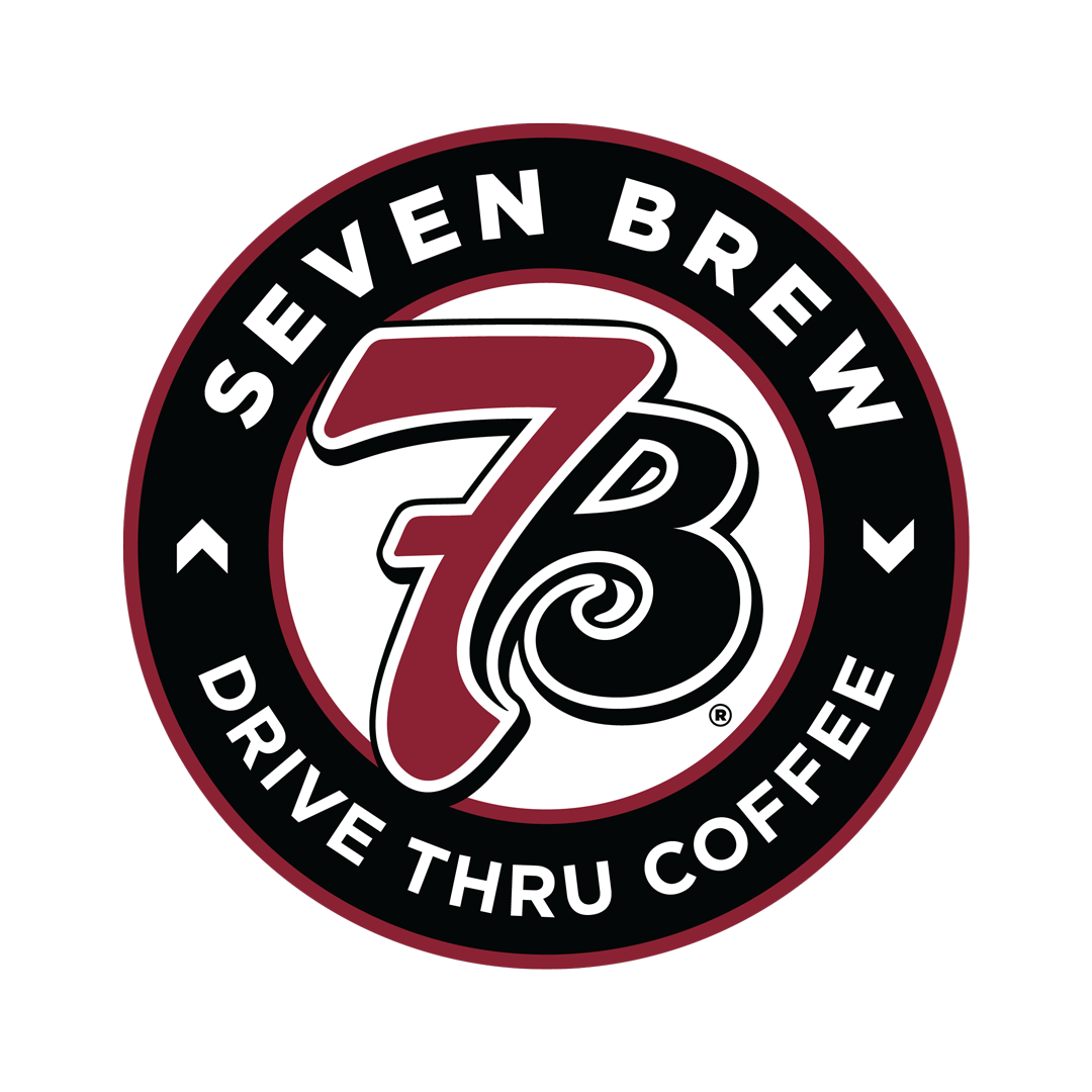 Seven Brew logo with the words "Drive Thru Coffee" and a stylized number 73 in the center.