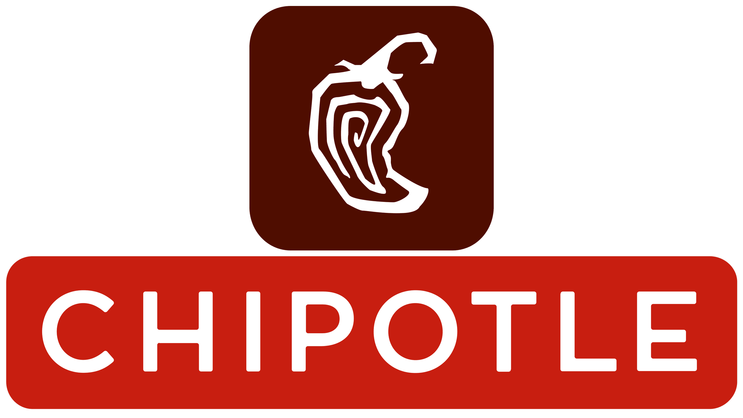 Chipotle logo with a stylized chili pepper icon above the word 'Chipotle' in white text on a red background.