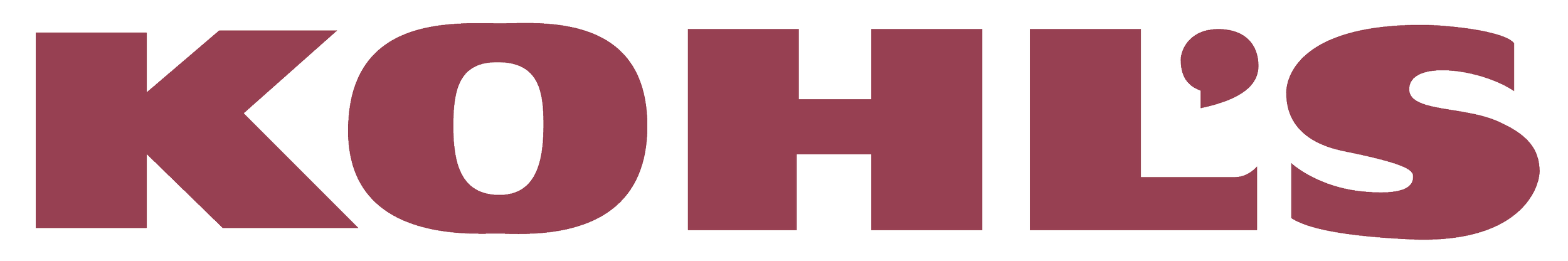 Large maroon text spelling 'KOHL'S' on a transparent background.
