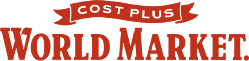 Logo for World Market with a red banner reading 'COST PLUS' above the name.