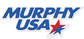 Logo of Murphy USA featuring blue and red stars with bold blue text.
